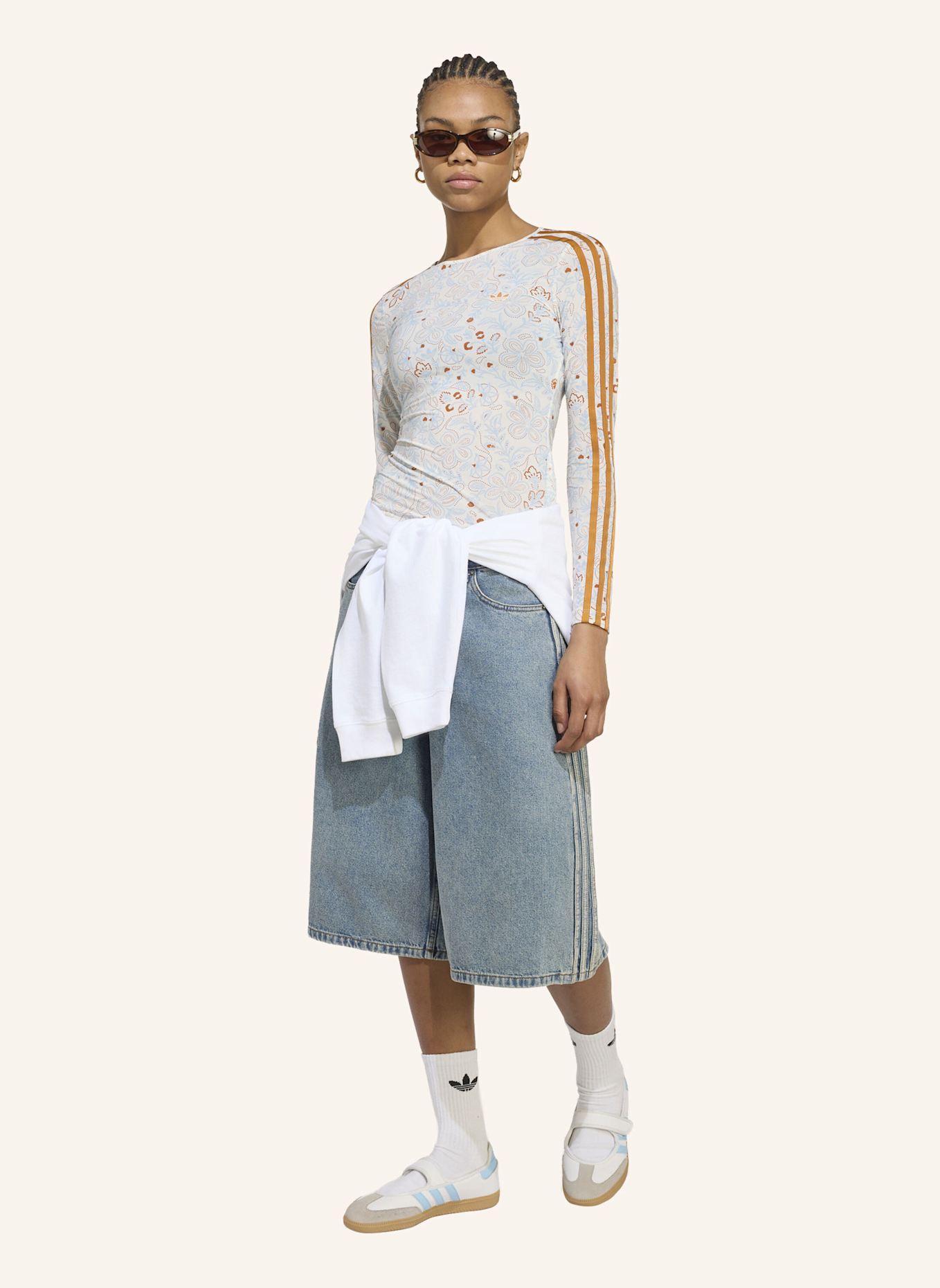 adidas Originals ADIDAS ORIGINALS SUMMER GLOW GRAFIK LONGSLEEVE, MESH: WEISS/ ORANGE