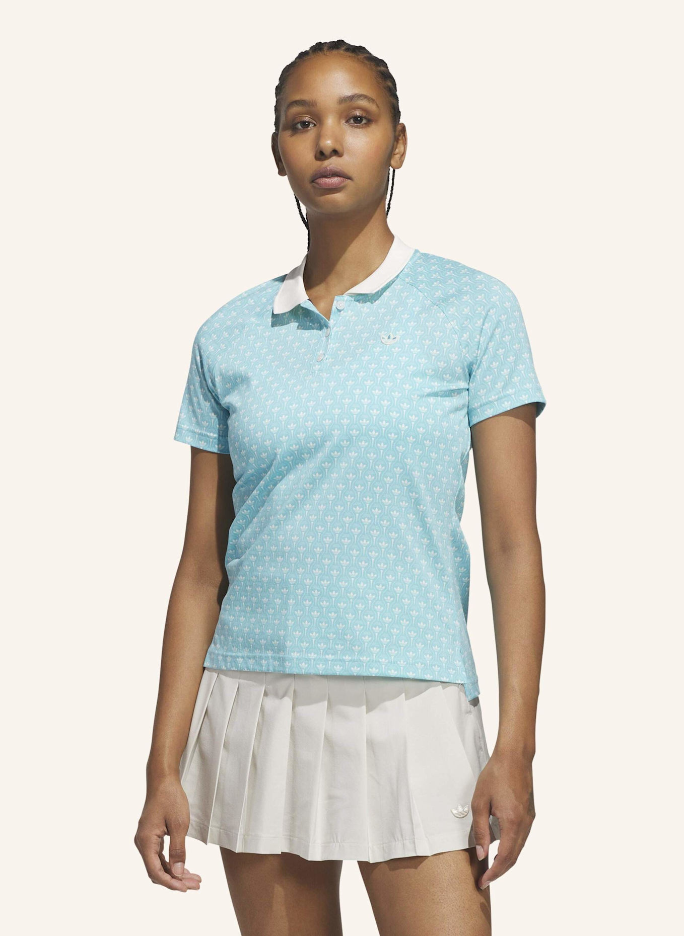 adidas ORIGINALS ALL OVER TREFOIL POLOSHIRT: WEISS