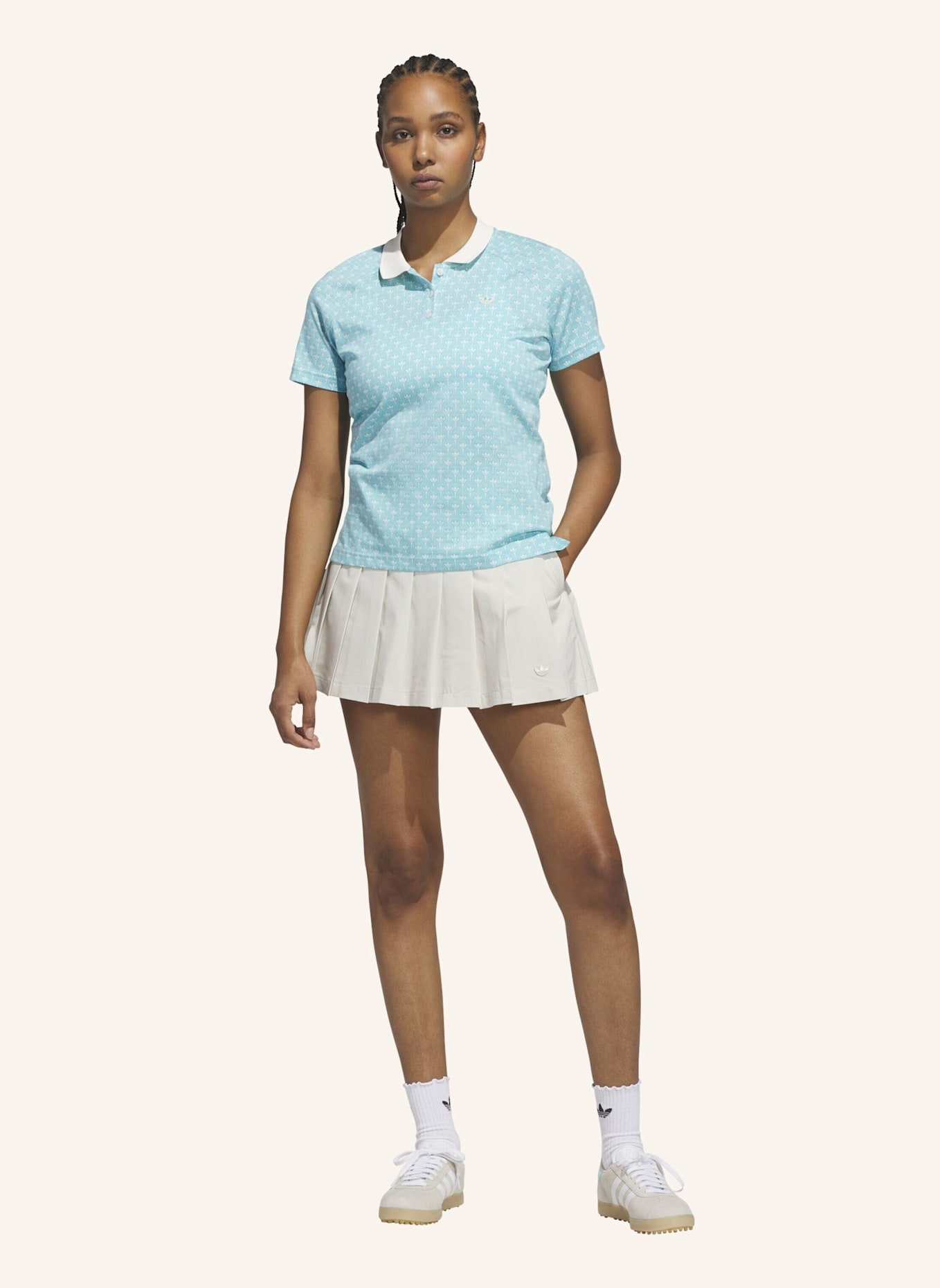 adidas ORIGINALS ALL OVER TREFOIL POLOSHIRT: WEISS