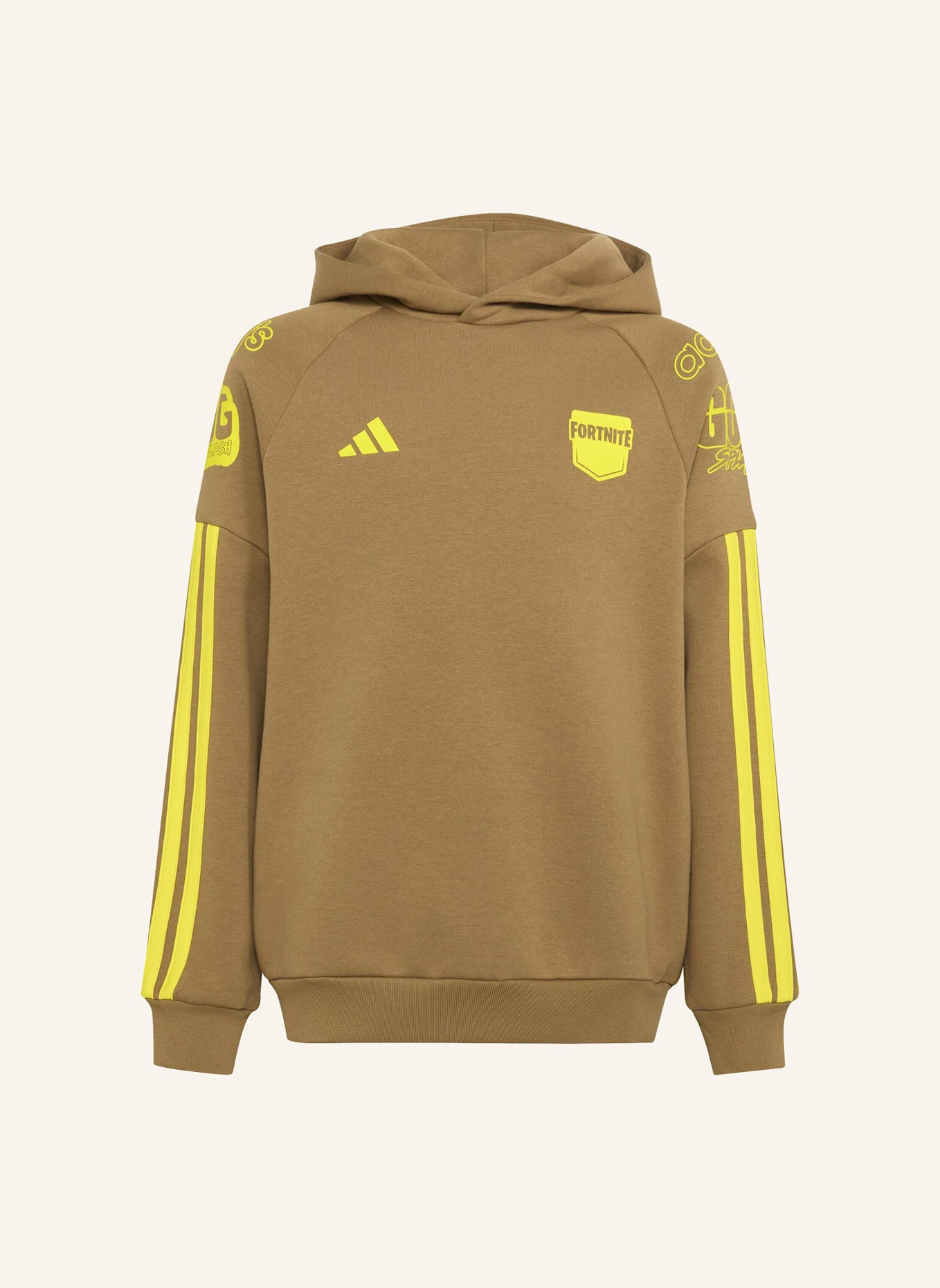 adidas ADIDAS X FORTNITE HOODIE SWEATSHIRT: BRAUN/ GELB