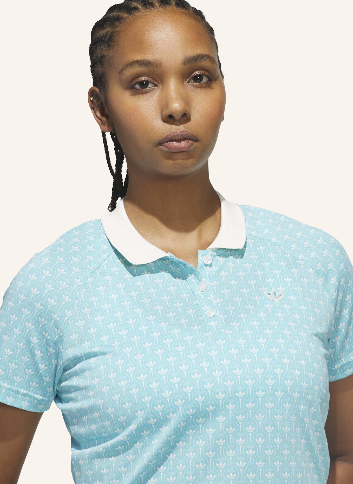 adidas ORIGINALS ALL OVER TREFOIL POLOSHIRT: WEISS
