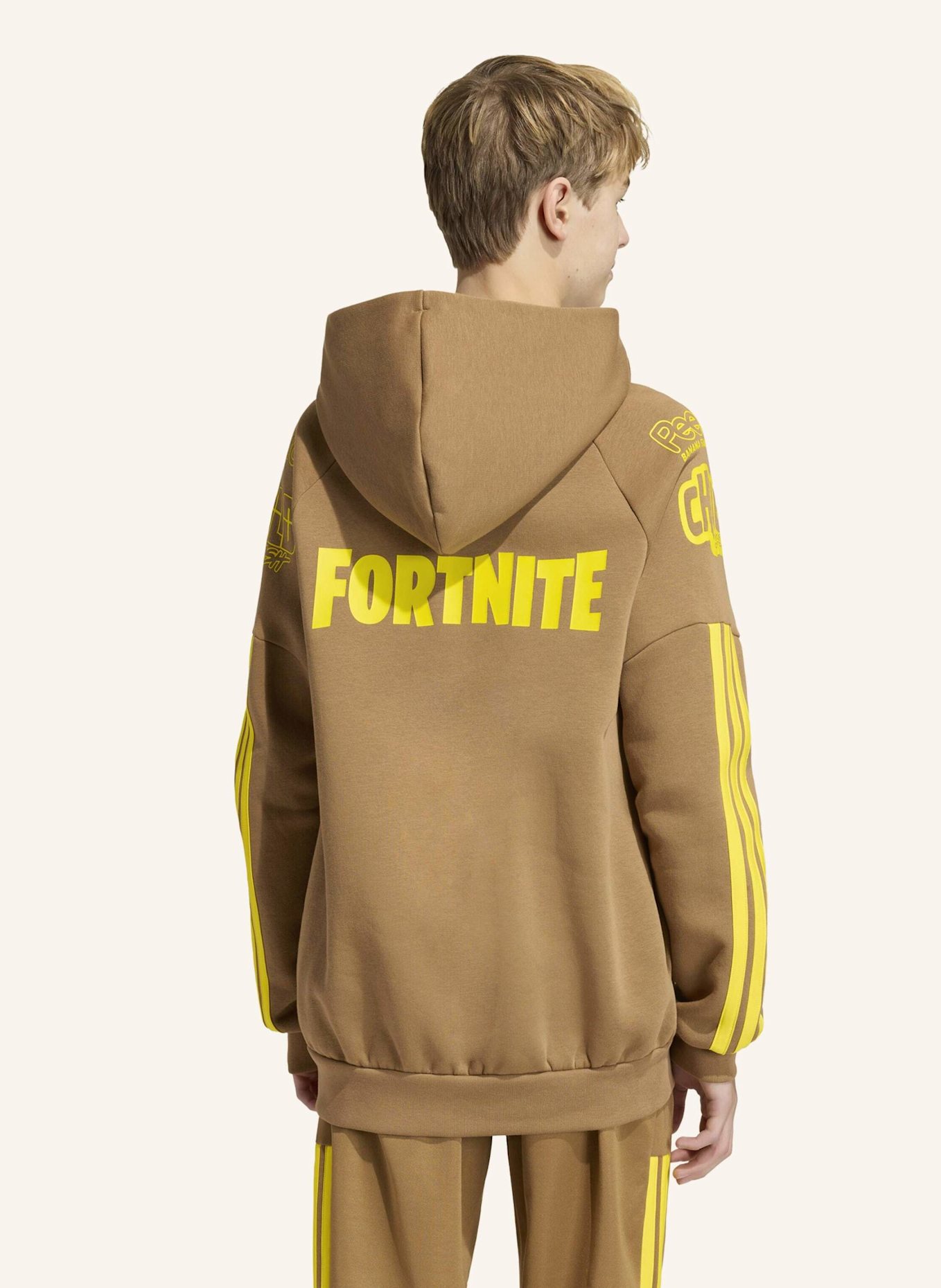 adidas ADIDAS X FORTNITE HOODIE SWEATSHIRT: BRAUN/ GELB