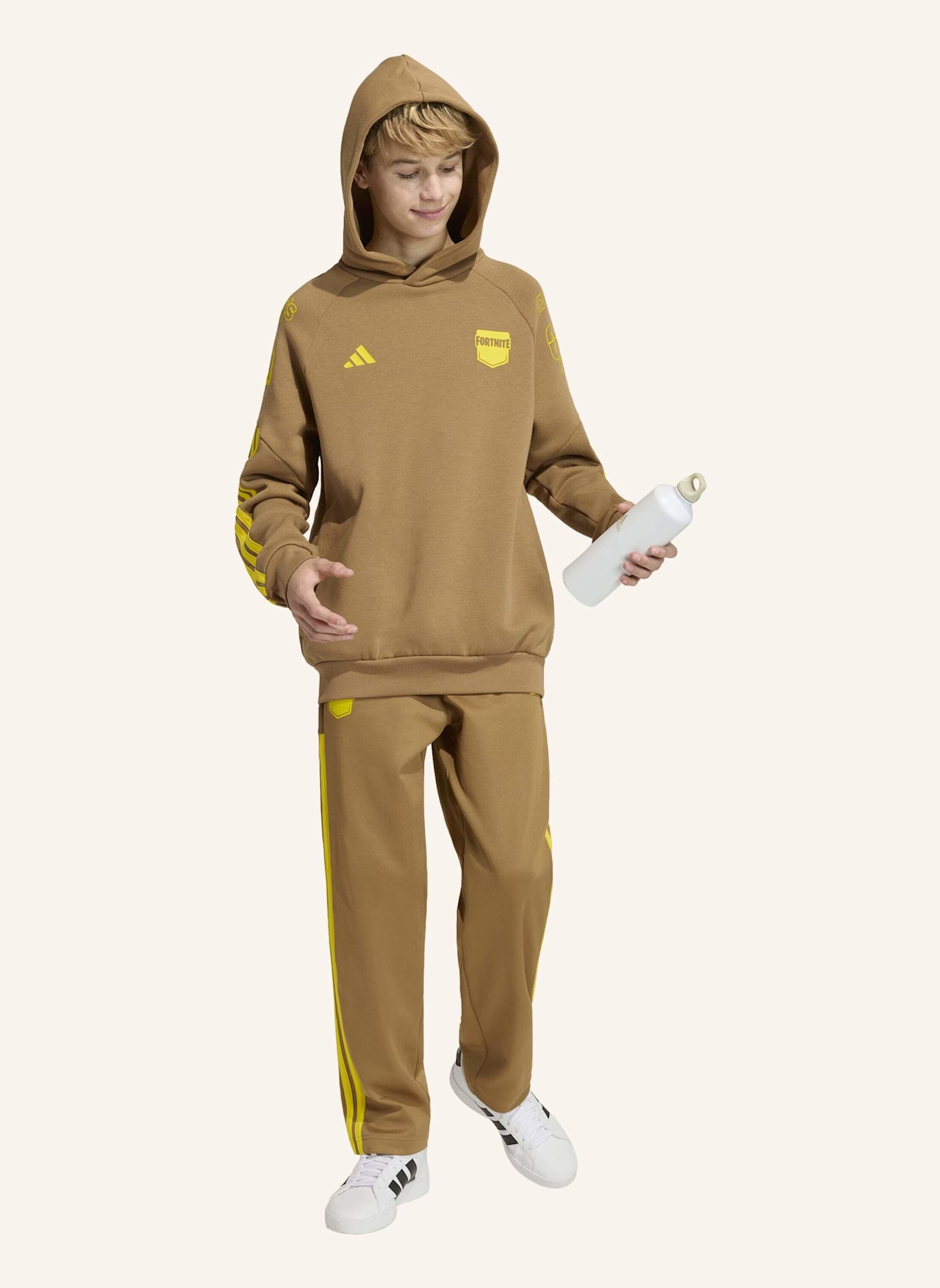 adidas ADIDAS X FORTNITE HOODIE SWEATSHIRT: BRAUN/ GELB