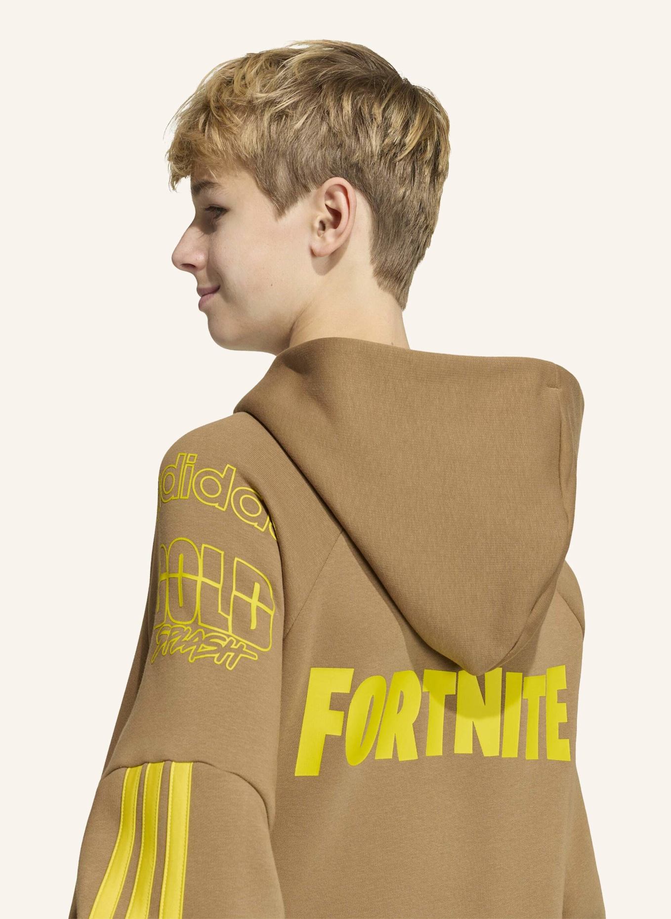 adidas ADIDAS X FORTNITE HOODIE SWEATSHIRT: BRAUN/ GELB