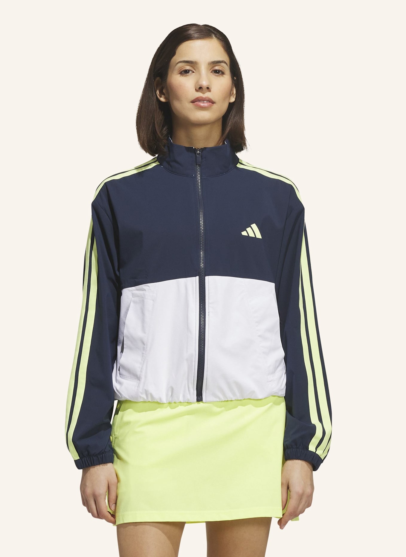 adidas BEYOND THE COURSE COLORBLOCK TWISTWEAVE FULL-ZIP JACKE: WEISS