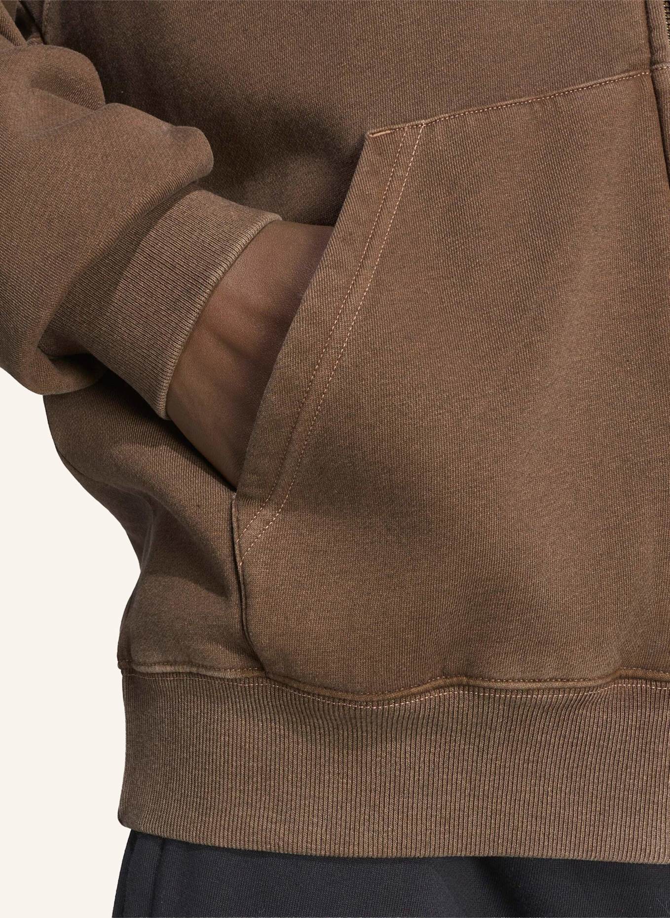 adidas Originals TREFOIL ESSENTIALS WASHED KAPUZENJACKE, LOCKER GESCHNITTEN: BRAUN