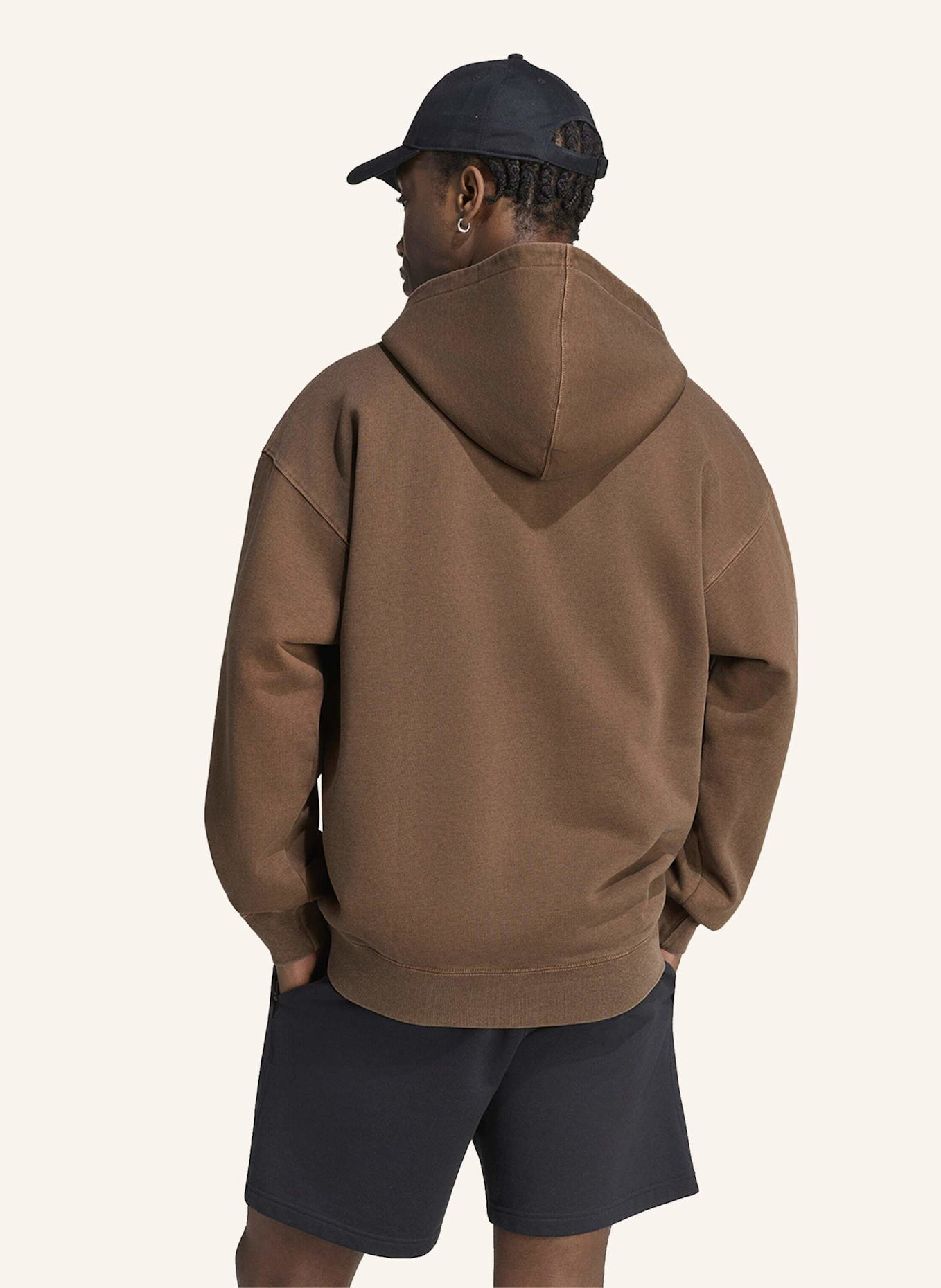 adidas Originals TREFOIL ESSENTIALS WASHED KAPUZENJACKE, LOCKER GESCHNITTEN: BRAUN