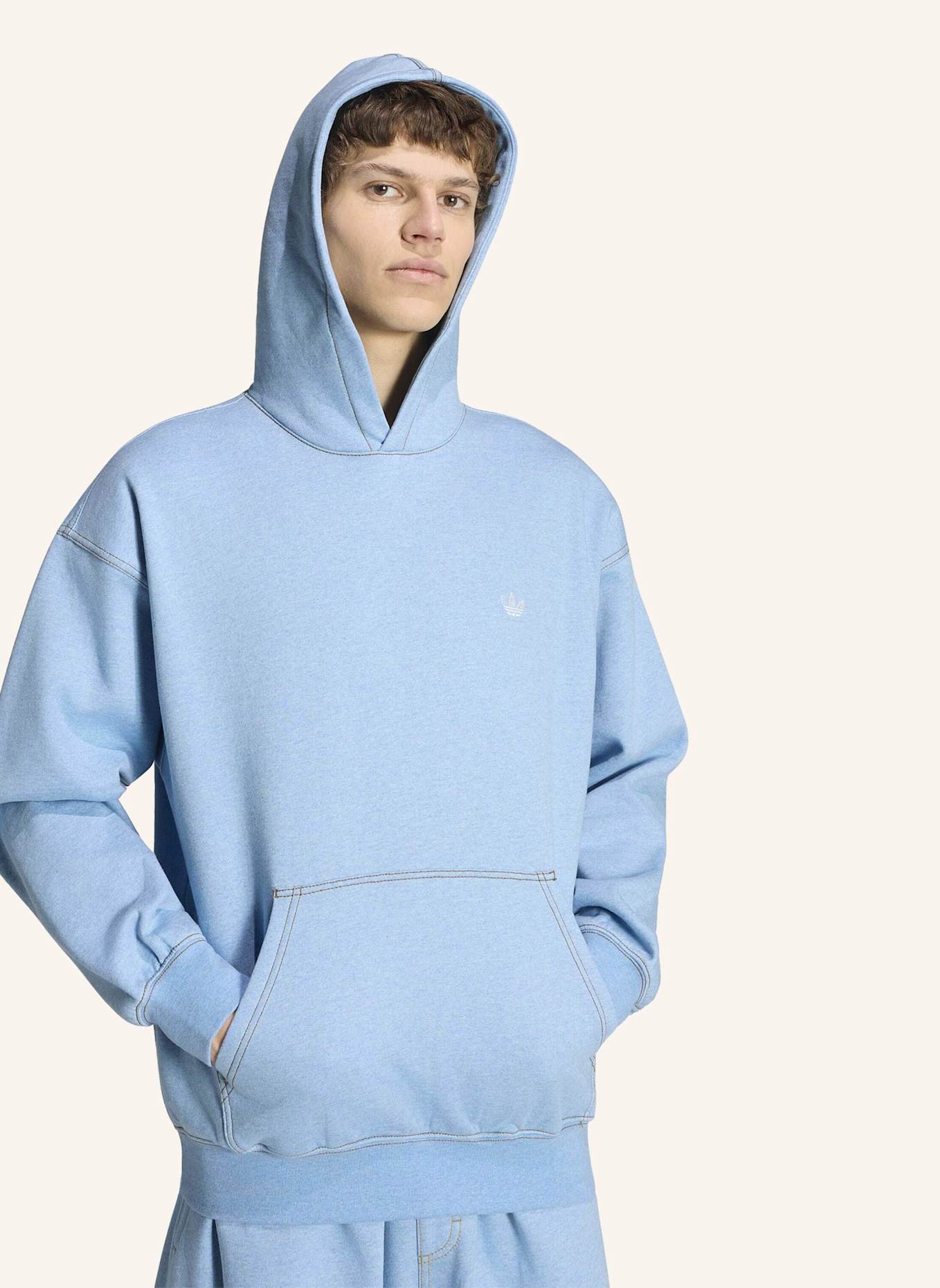 adidas Originals TREFOIL ESSENTIALS HOODIE, MELIERT, LOCKER GESCHNITTEN: HELLBLAU