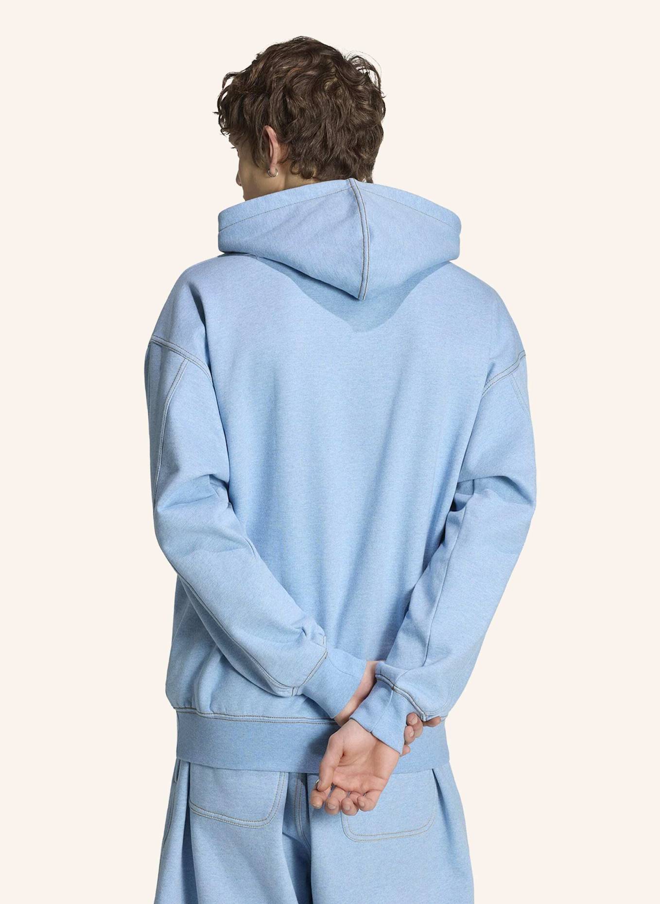 adidas Originals TREFOIL ESSENTIALS HOODIE, MELIERT, LOCKER GESCHNITTEN: HELLBLAU