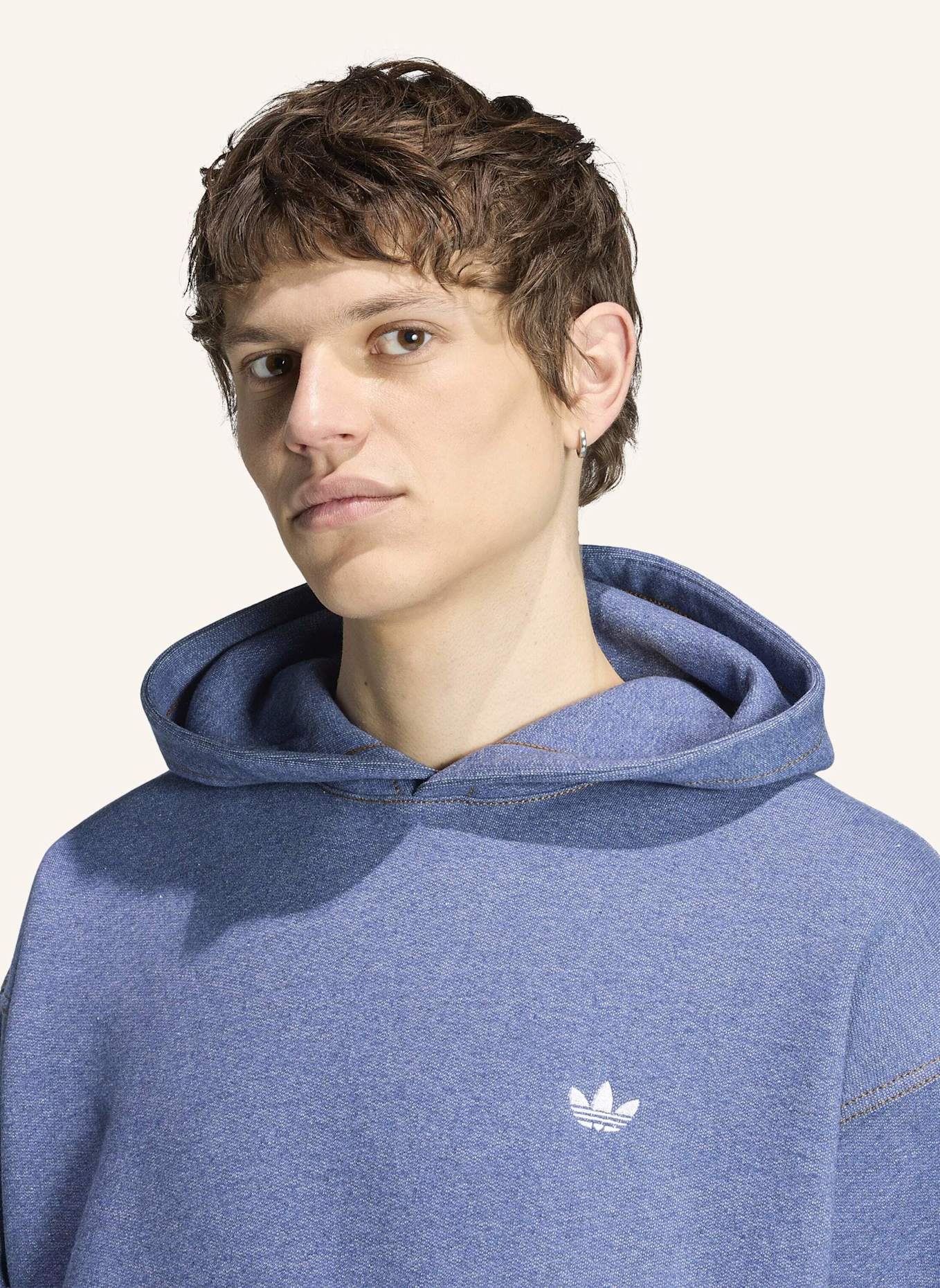 adidas Originals TREFOIL ESSENTIALS HOODIE, MELIERT, LOCKER GESCHNITTEN: BLAU