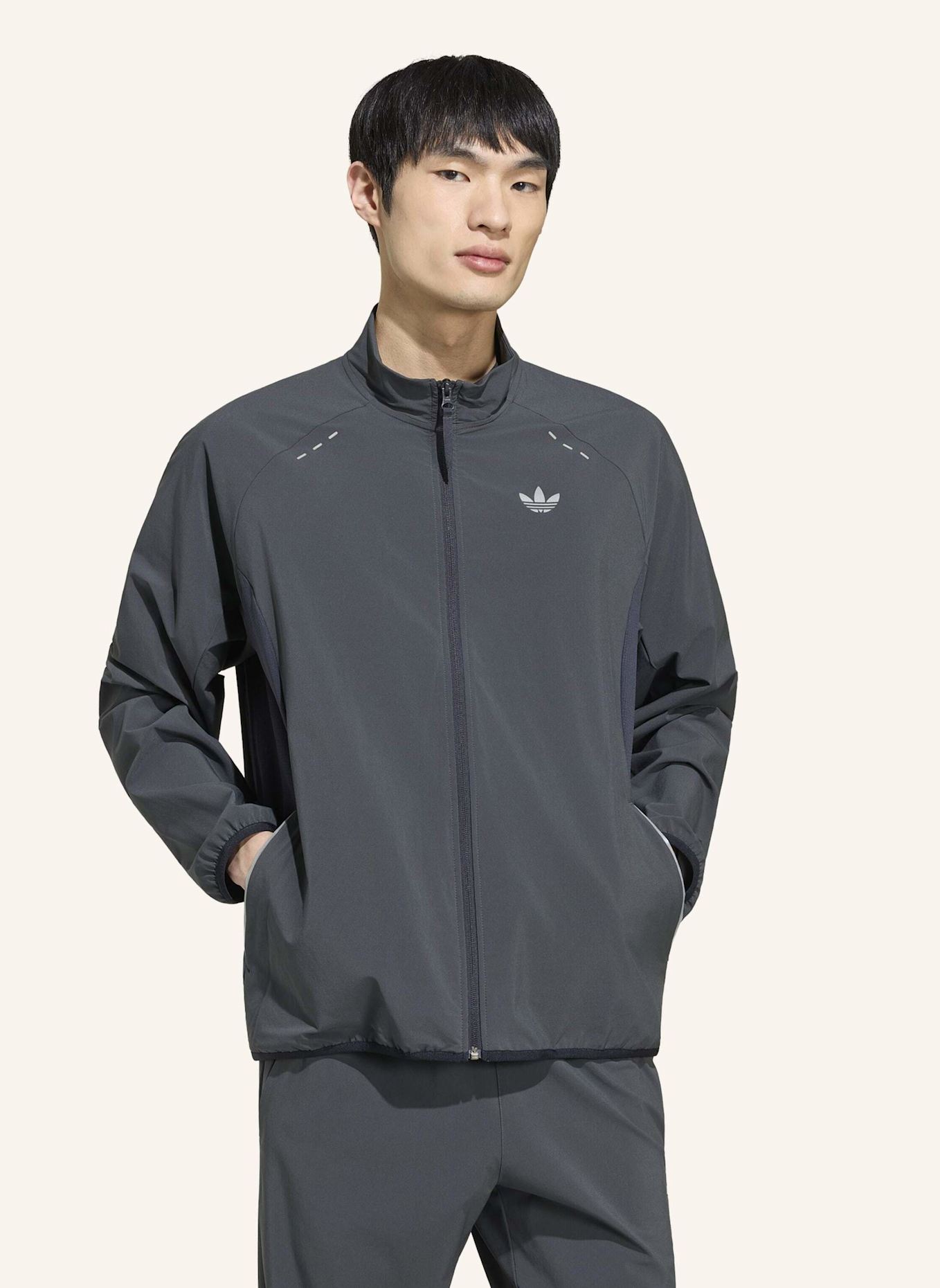 adidas Originals TECH TREFOIL ESSENTIALS FZ HOOD ORIGINALS JACKE: GRAU