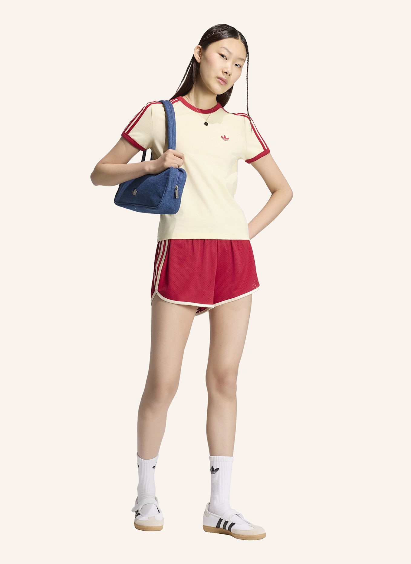 adidas Originals 3S MESH SPRINTER SHORTS: ROT/ CREME