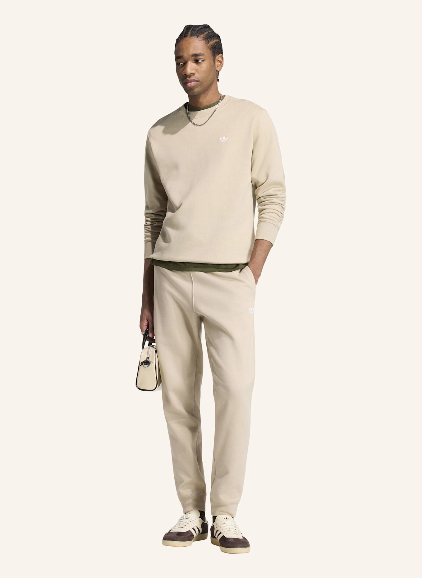 adidas Originals TREFOIL ESSENTIALS CREW FRENCH TERRY SWEATSHIRT: BEIGE