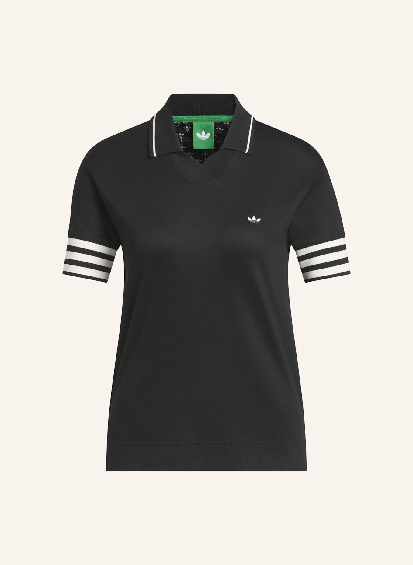 adidas ORIGINALS 3-STREIFEN POLOSHIRT: SCHWARZ