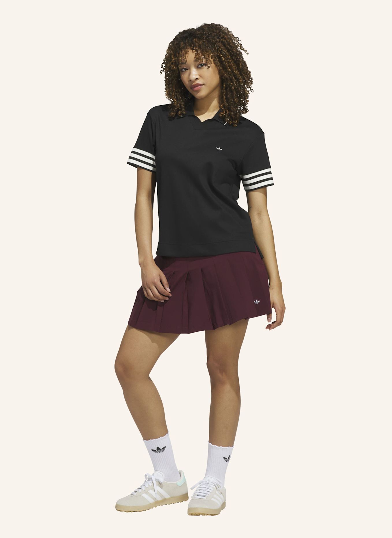 adidas ORIGINALS 3-STREIFEN POLOSHIRT: SCHWARZ
