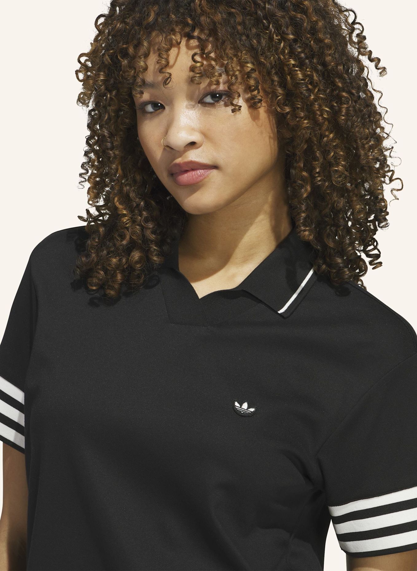 adidas ORIGINALS 3-STREIFEN POLOSHIRT: SCHWARZ