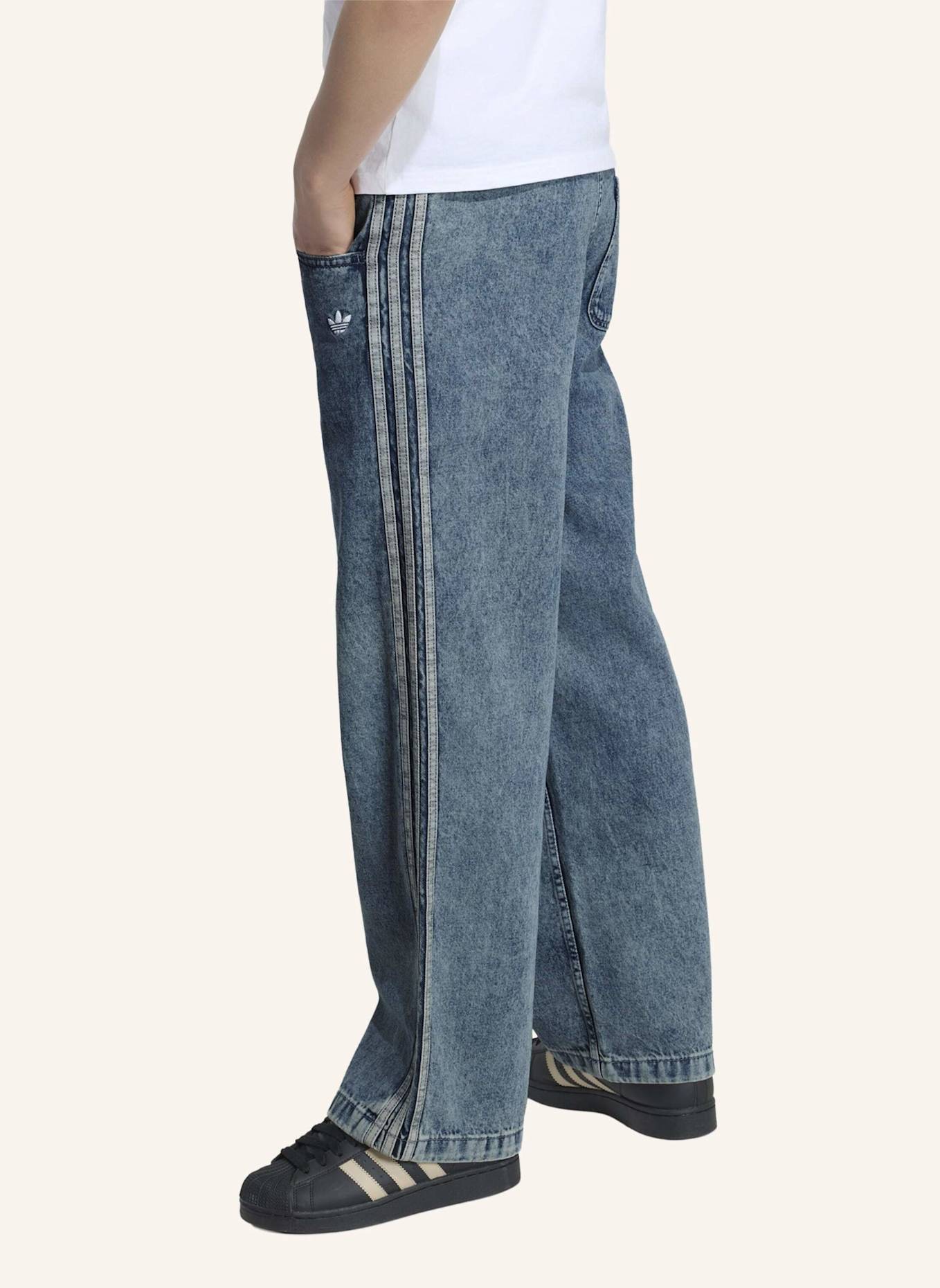 adidas Originals FIREBIRD LOCKER GESCHNITTENE DENIM TRAININGSHOSE: BLAU