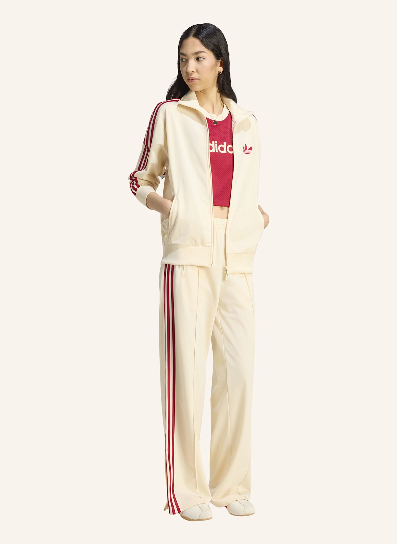 adidas Originals FIREBIRD TRACK TOP LOOSE.: CREME/ ROT