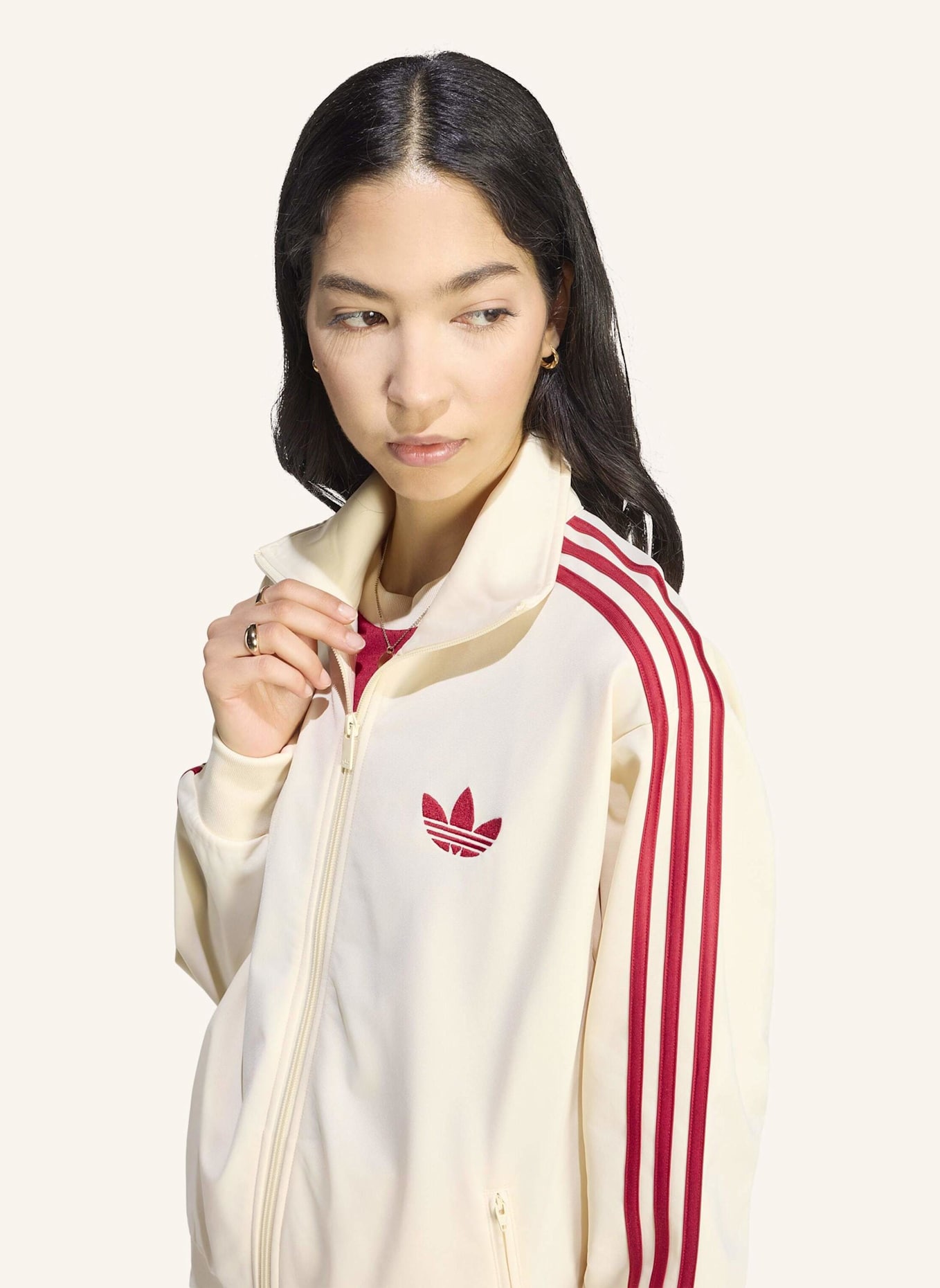 adidas Originals FIREBIRD TRACK TOP LOOSE.: CREME/ ROT