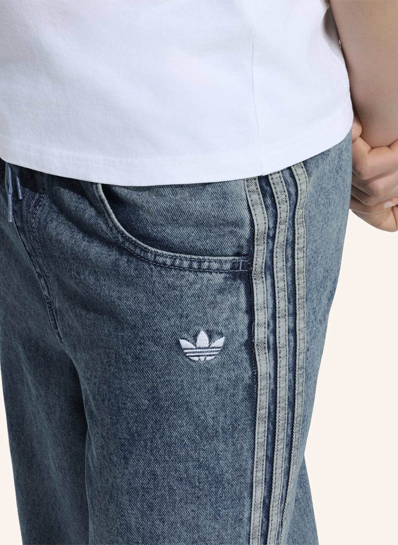 adidas Originals FIREBIRD LOCKER GESCHNITTENE DENIM TRAININGSHOSE: BLAU