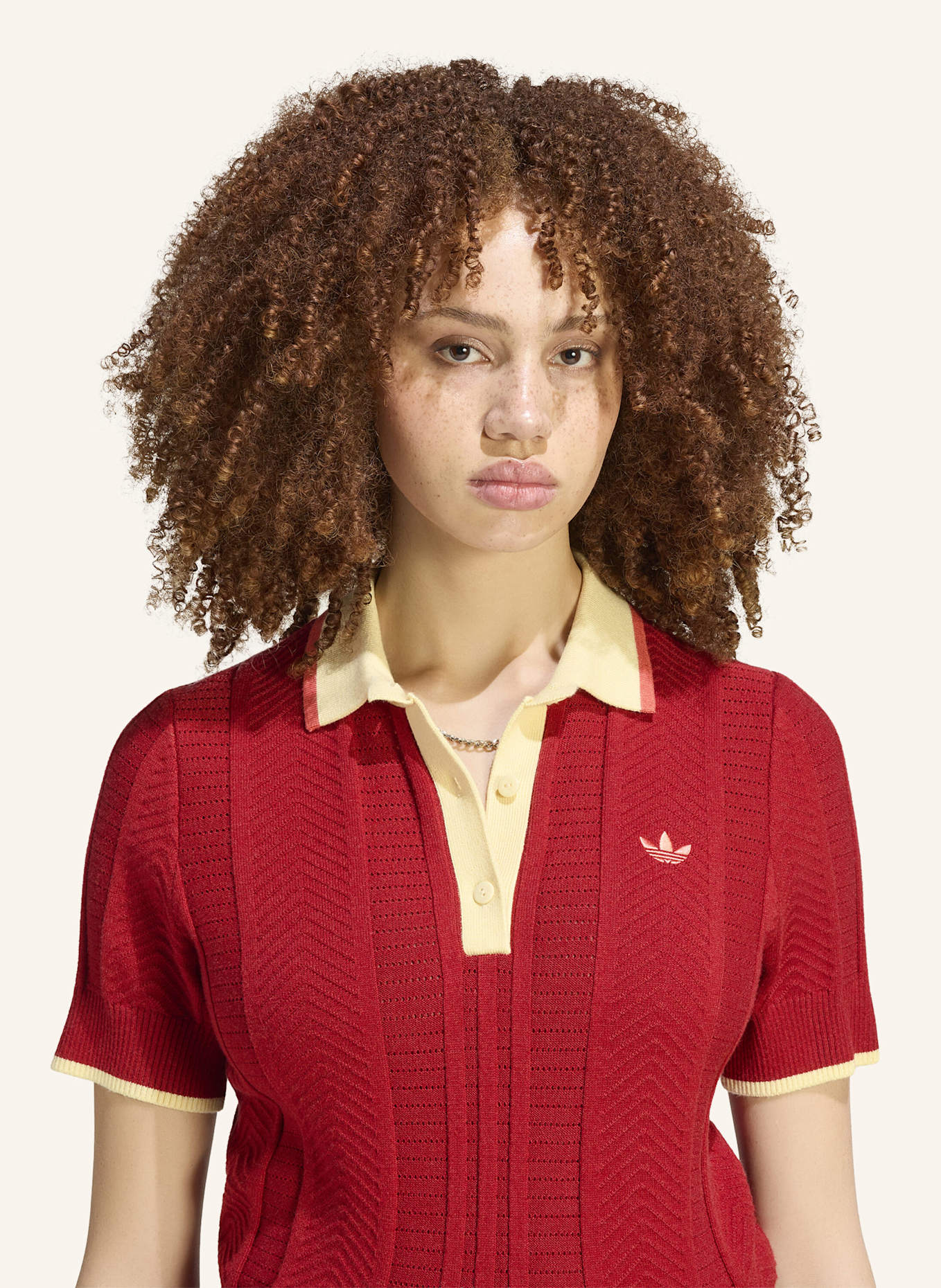 adidas Originals CALI POLOSHIRT, ZOPFMUSTER: ROT