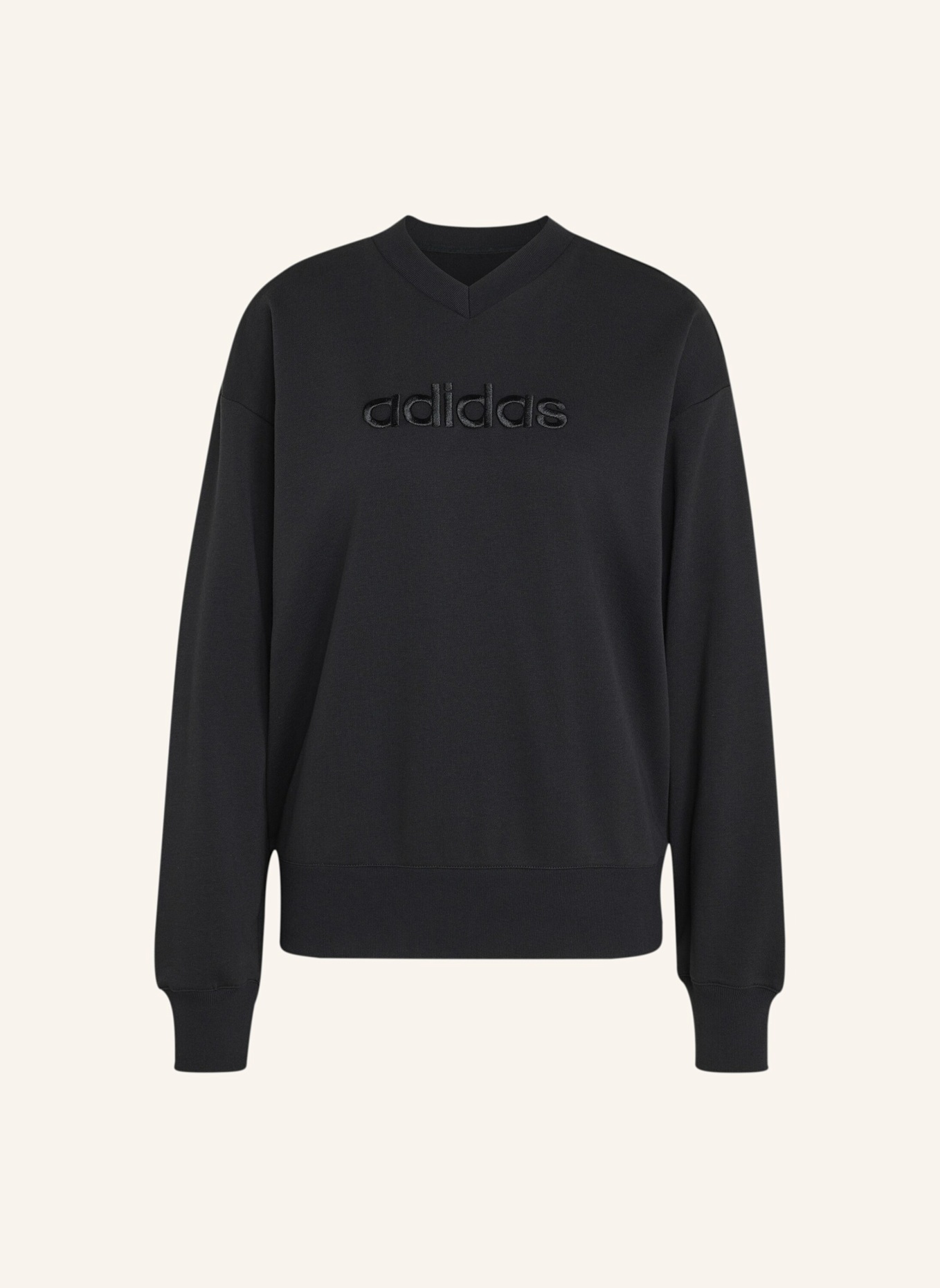 adidas SEASONAL ESSENTIALS SATIN-SWEATSHIRT, V-AUSSCHNITT: SCHWARZ