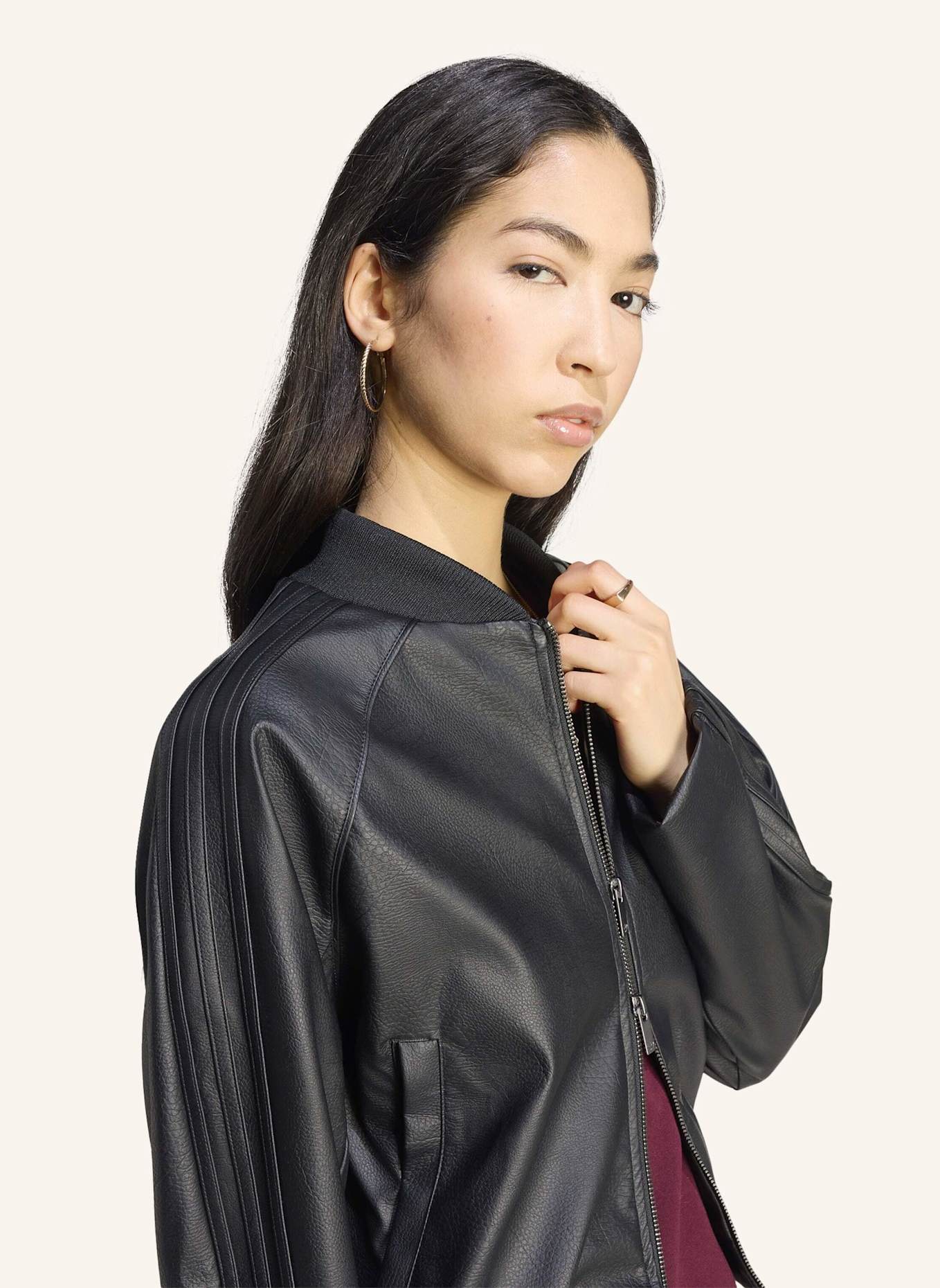 adidas Originals SST ORIGINALS JACKE KUNSTLEDER: SCHWARZ/ ROT