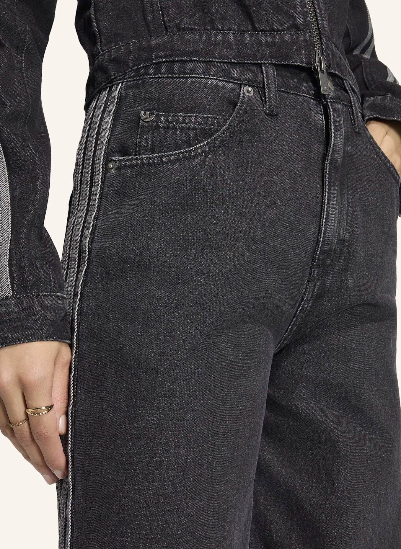adidas Originals JEANSHOSE, HOHER BUND, WEITES BEIN: SCHWARZ