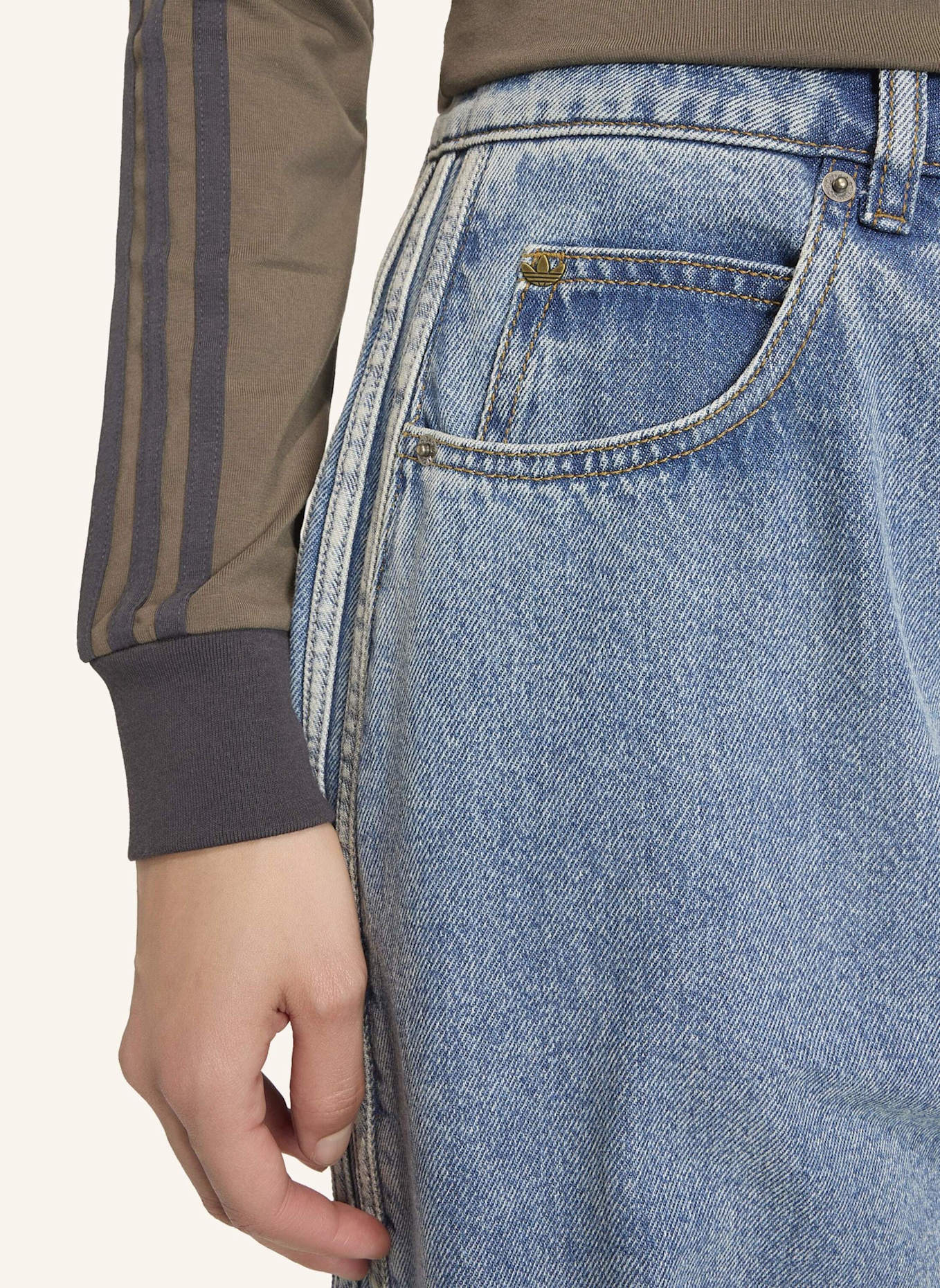 adidas Originals BARREL-JEANSHOSE, HOHER BUND: BLAU