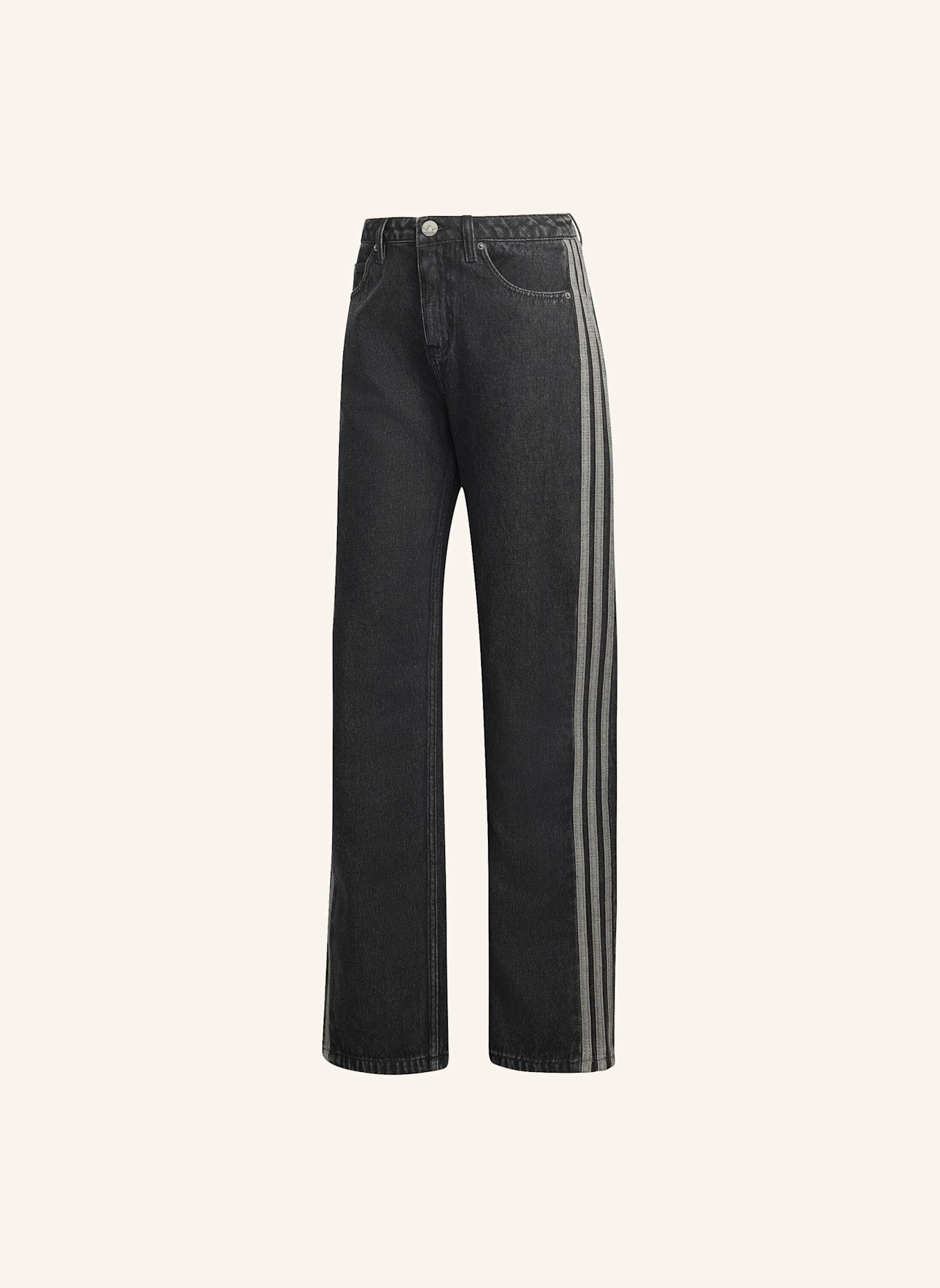 adidas Originals FIREBIRD JEANSHOSE MIT MITTELHOHEM BUND, GERADE GESCHNITTEN: SCHWARZ