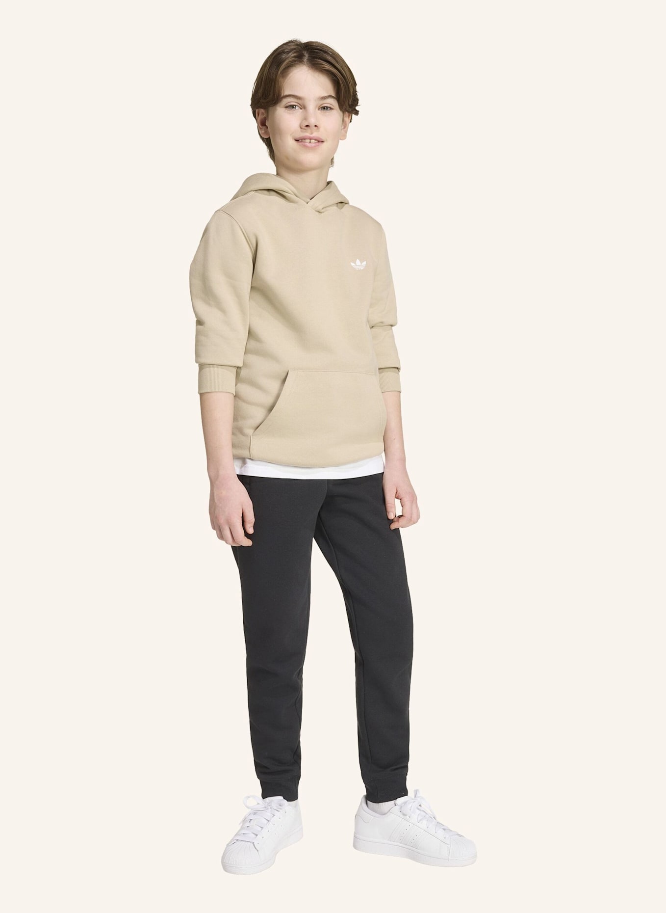 adidas Originals REGULAR FLEECE-HOODIE: BEIGE