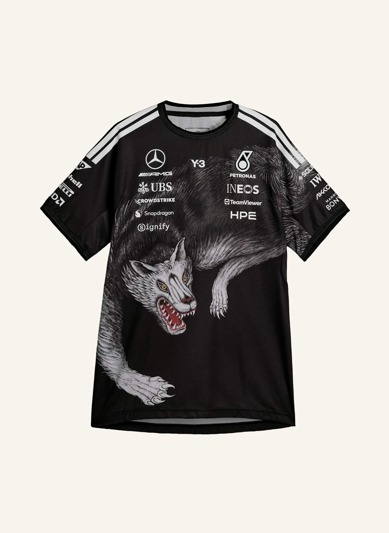 Y-3 Y-3 MERCEDES - AMG PETRONAS FORMEL 1 TEAM FAHRER KURZARM-JERSEY: SCHWARZ