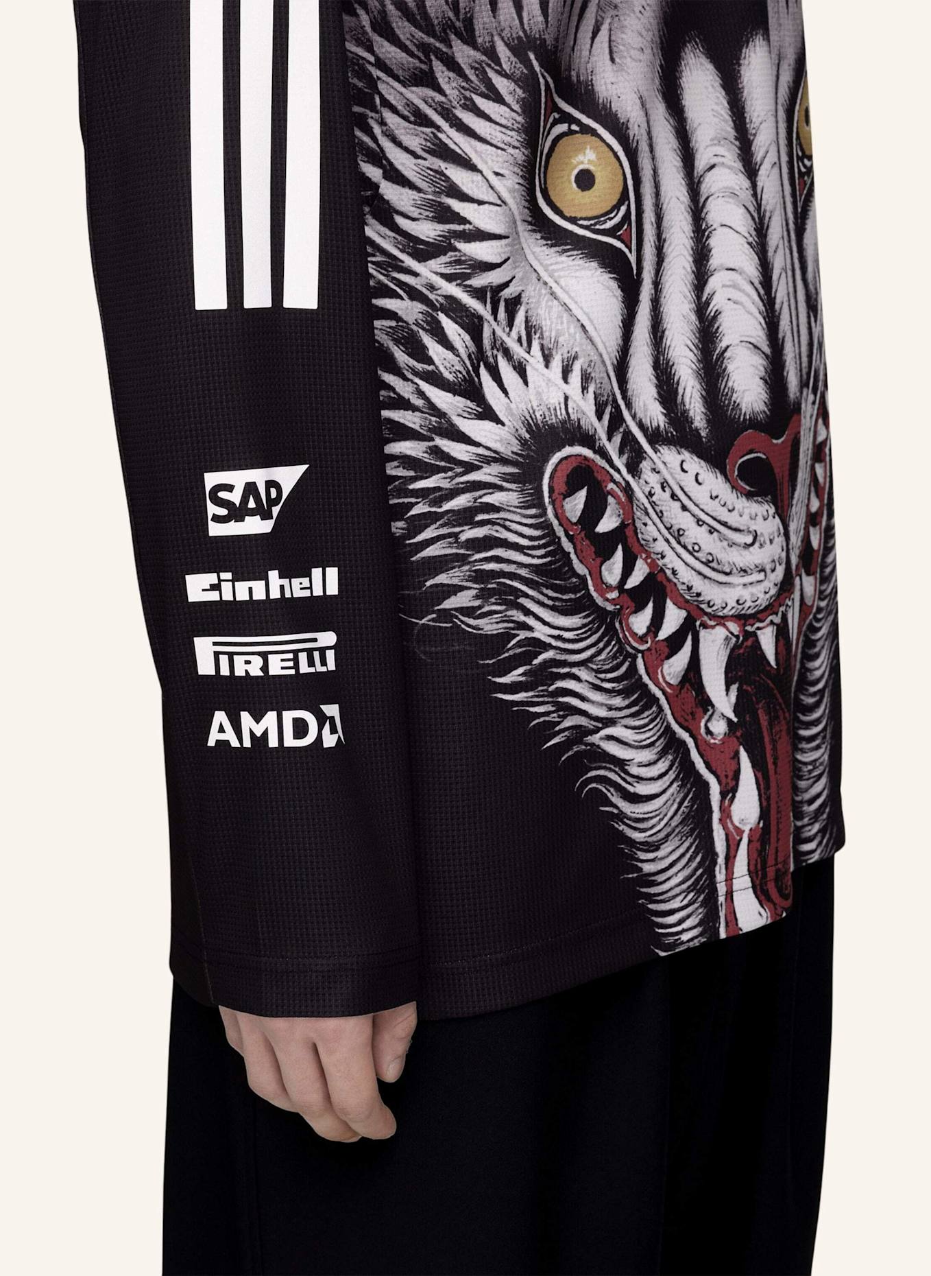Y-3 Y-3 MERCEDES DRIVER LANGÄRMELIGES JERSEY: SCHWARZ