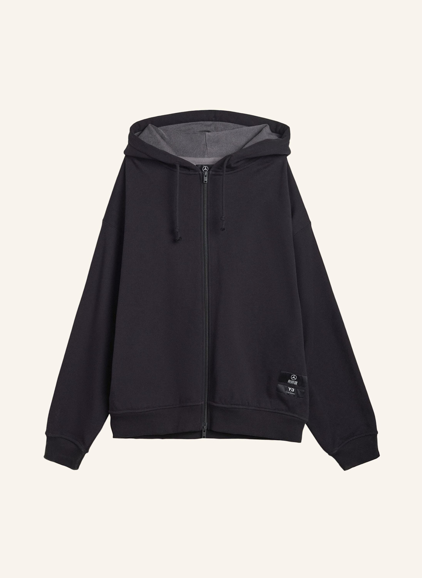 Y-3 Y-3 MERCEDES REISSVERSCHLUSS KAPUZENJACKE: SCHWARZ