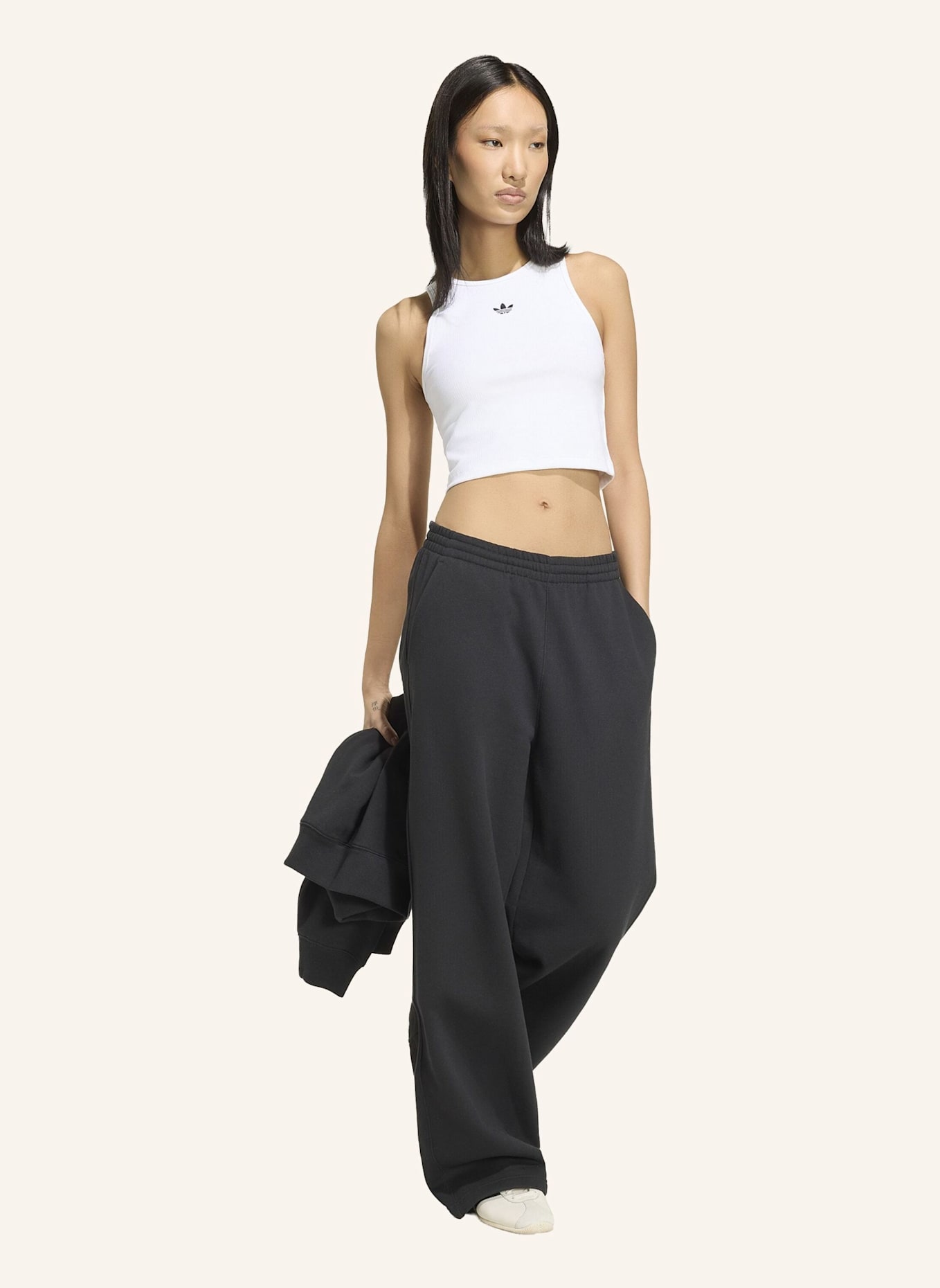 adidas Originals ESSENTIALS FLEECE-HOSE, WEITES BEIN: SCHWARZ