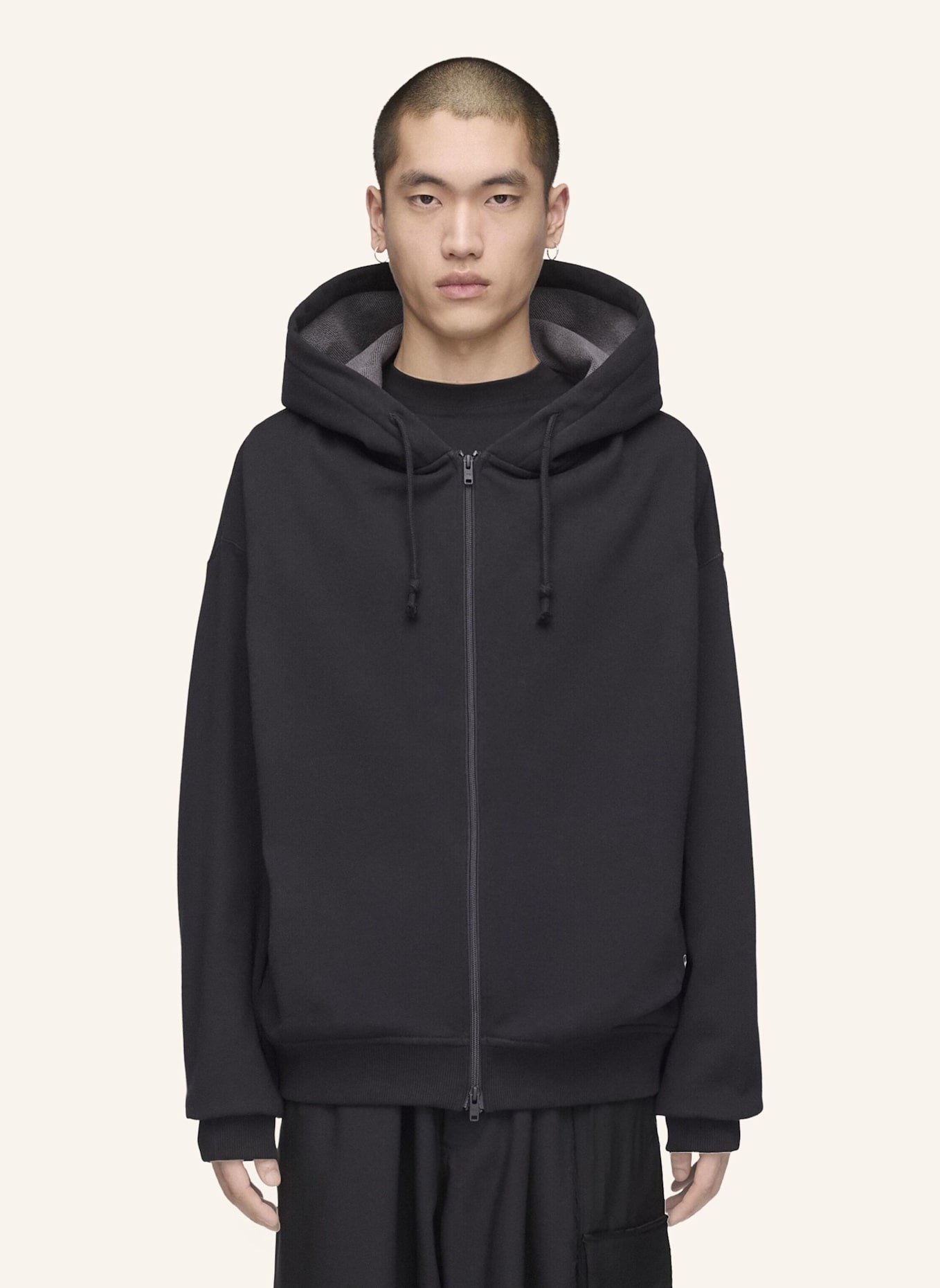 Y-3 Y-3 MERCEDES REISSVERSCHLUSS KAPUZENJACKE: SCHWARZ