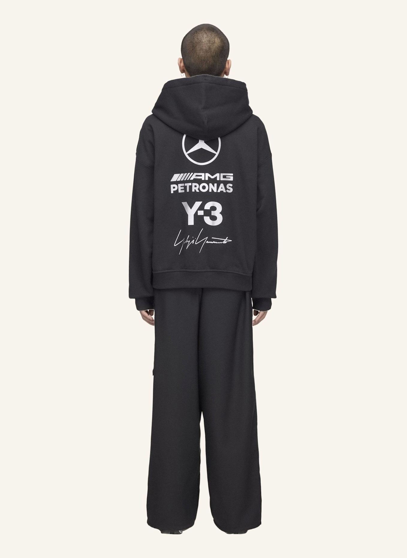 Y-3 Y-3 MERCEDES REISSVERSCHLUSS KAPUZENJACKE: SCHWARZ