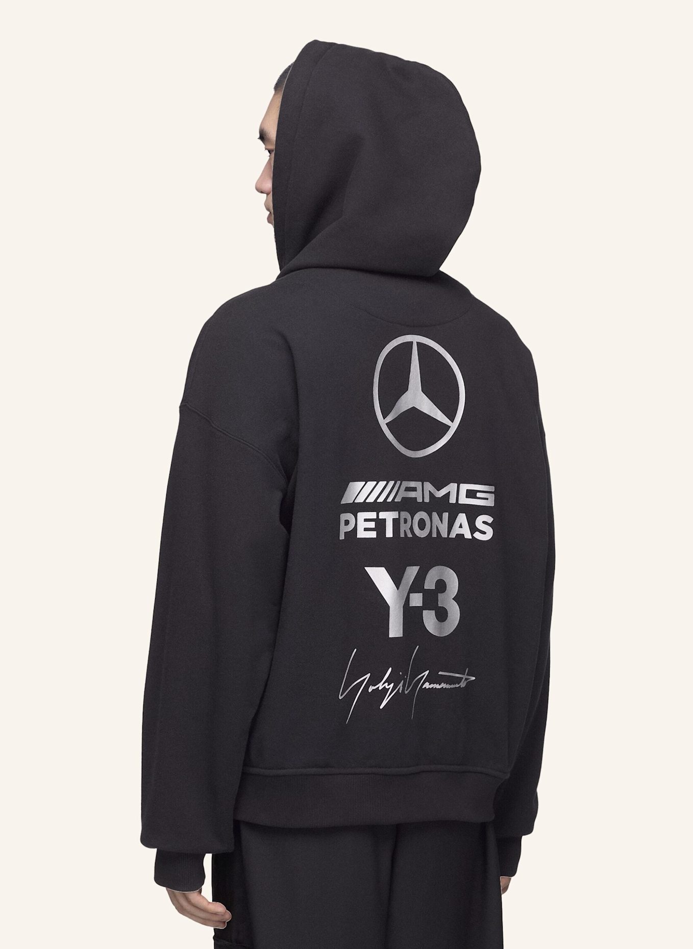 Y-3 Y-3 MERCEDES REISSVERSCHLUSS KAPUZENJACKE: SCHWARZ