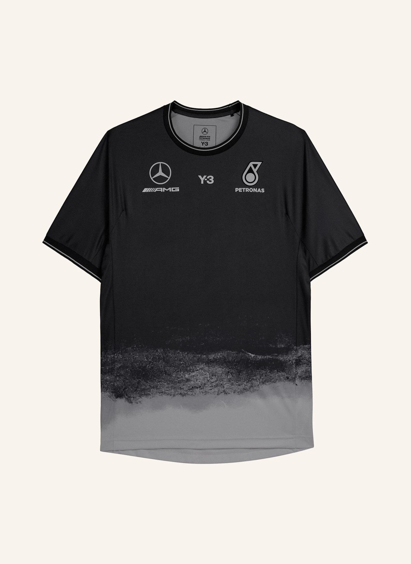 Y-3 Y-3 MERCEDES AMG PETRONAS FORMULA 1 TEAM MECHANICS KURZÄRMELIGES JERSEY: SCHWARZ