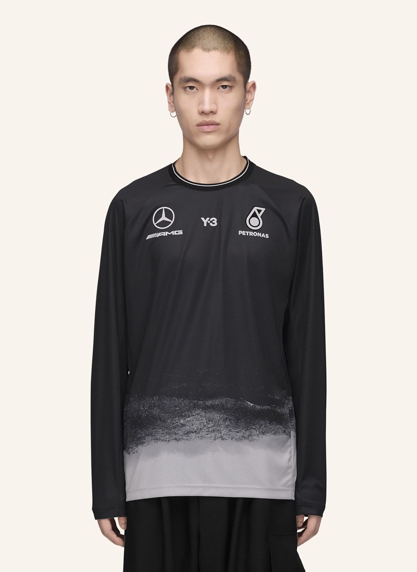 Y-3 Y-3 MERCEDES MECHANICS LANGÄRMELIGES JERSEY: SCHWARZ