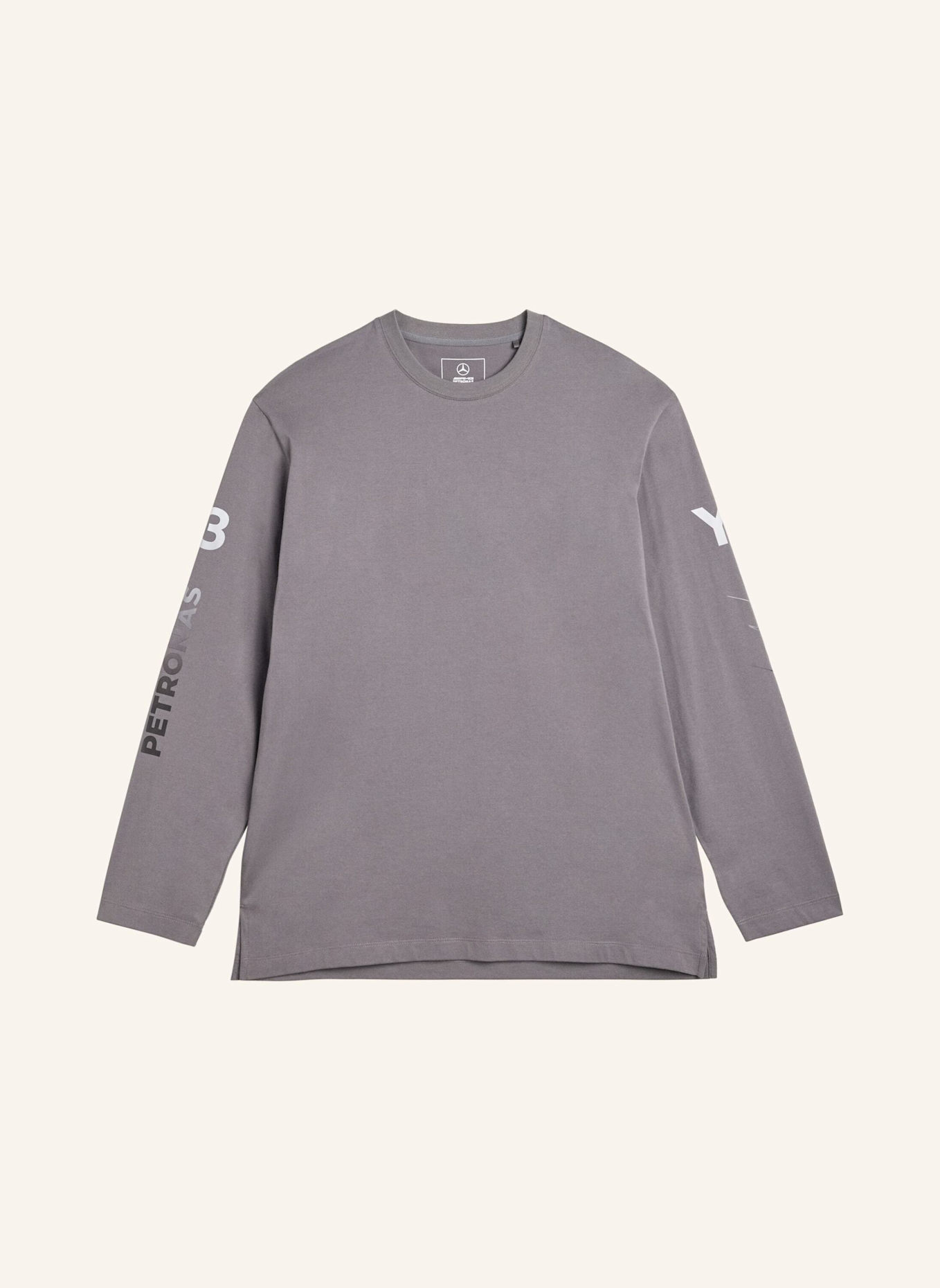 Y-3 Y-3 MERCEDES CHAOS LOGO LANGÄRMELIGES SHIRT: GRAU