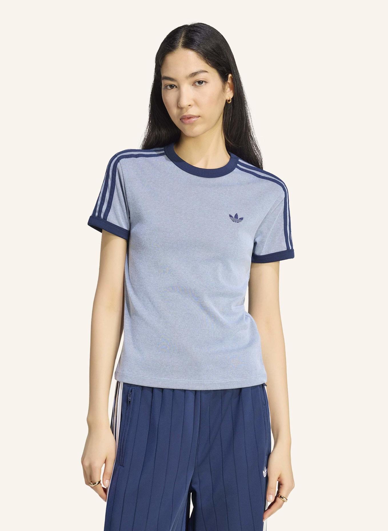 adidas Originals HEATHER 3-STREIFEN CALI T-SHIRT: CREME/ GOLD/ BLAU
