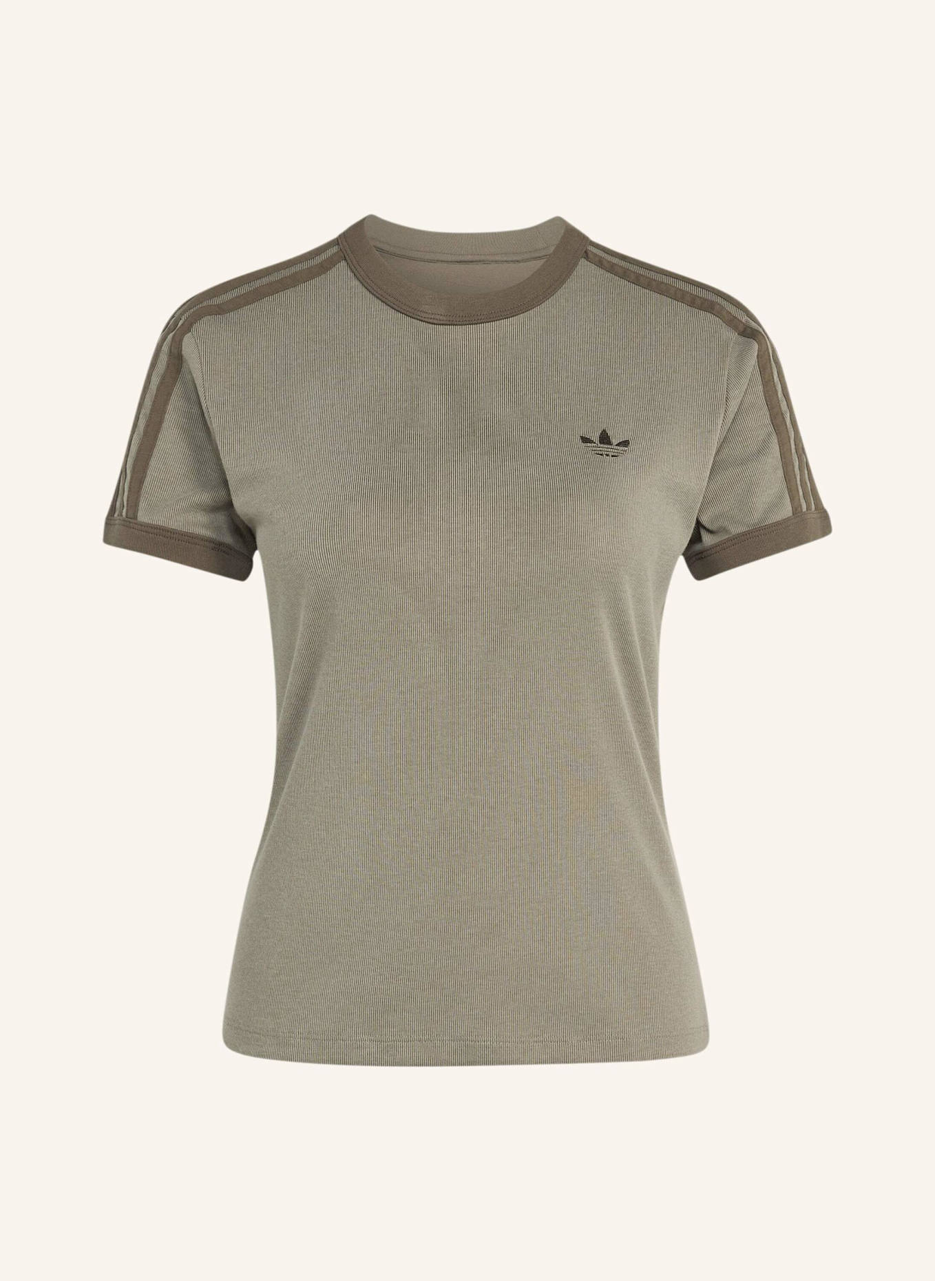 adidas Originals HEATHER 3-STREIFEN CALI T-SHIRT: BRAUN/ SILBER