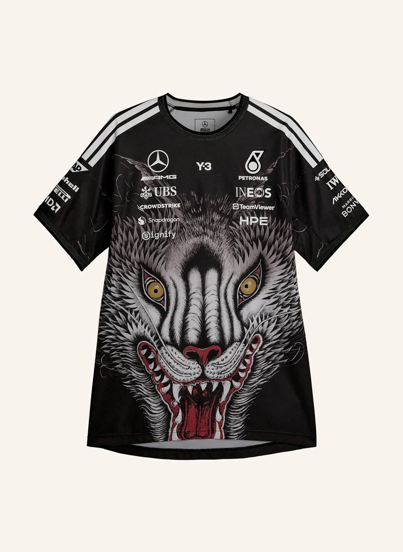 Y-3 Y-3 MERCEDES AMG PETRONAS FORMULA 1 TEAM DRIVER SHORT SLEEVE JERSEY: SCHWARZ