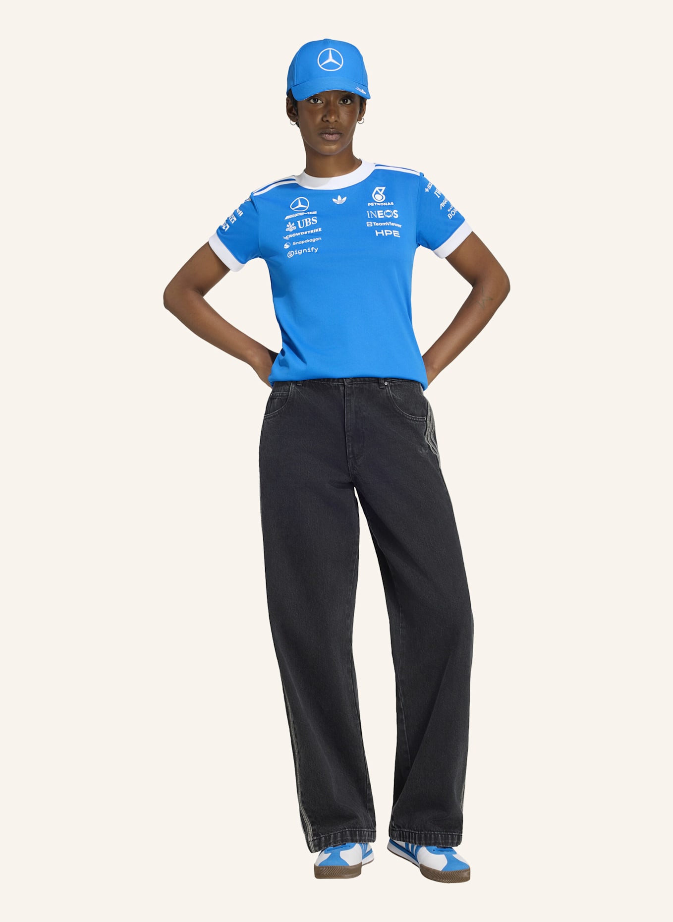 adidas MERCEDES-AMG PETRONAS FORMULA 1 TEAM BLUE WONDER DRIVER TRIKOT: BLAU