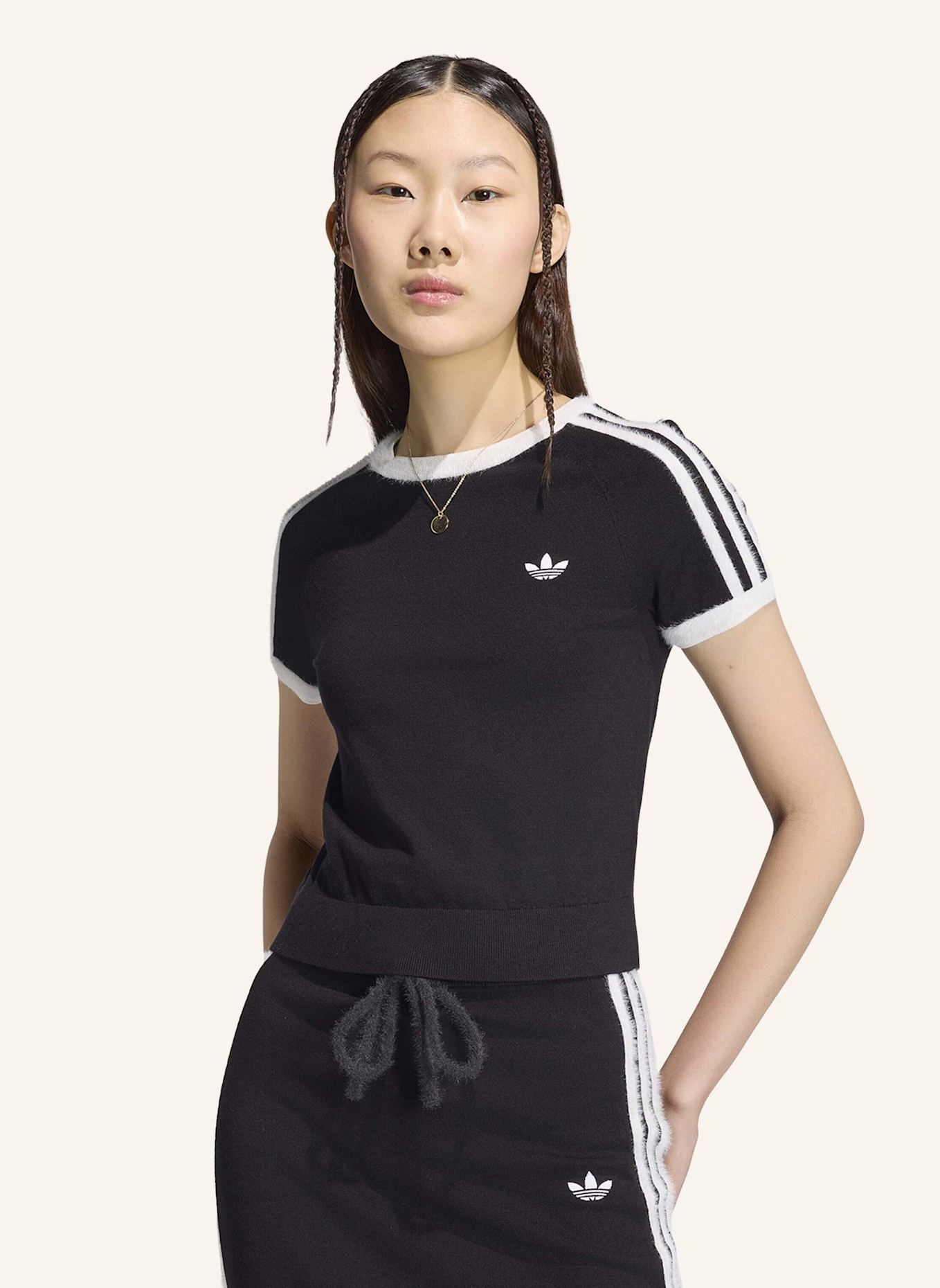 adidas Originals T-SHIRT, GEWIRKTES MATERIAL: SCHWARZ/ WEISS