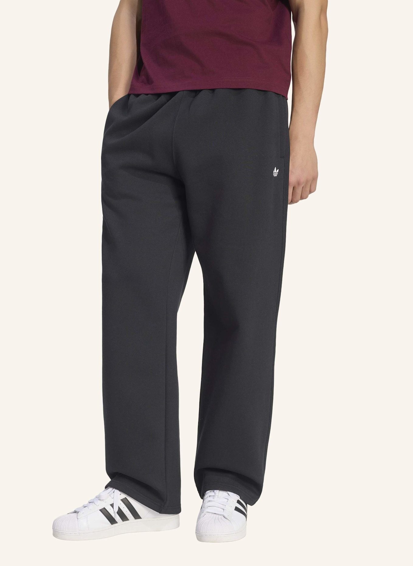 adidas Originals TREFOIL ESSENTIALS HOSE, OFFENER SAUM: SCHWARZ