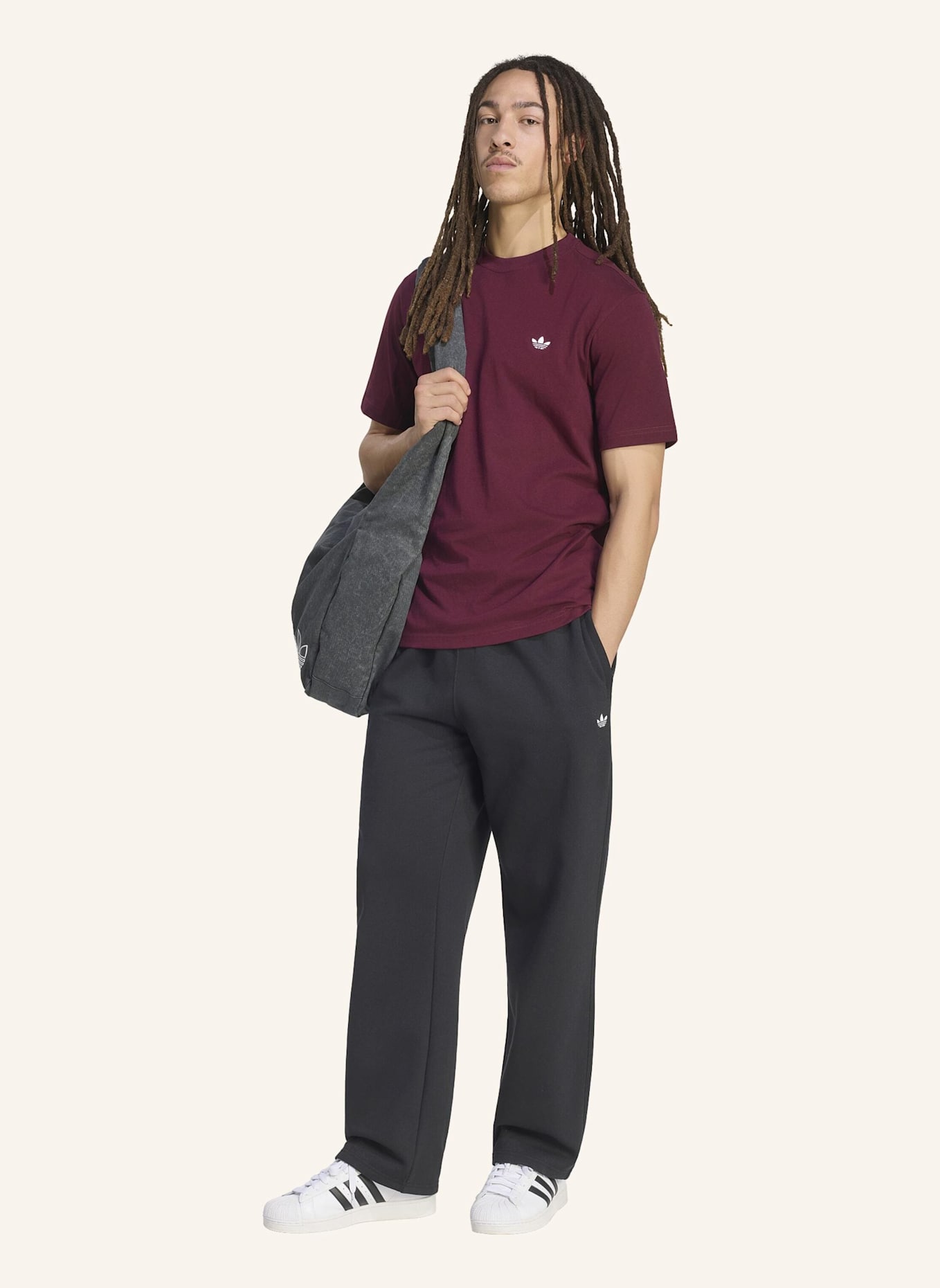 adidas Originals TREFOIL ESSENTIALS HOSE, OFFENER SAUM: SCHWARZ