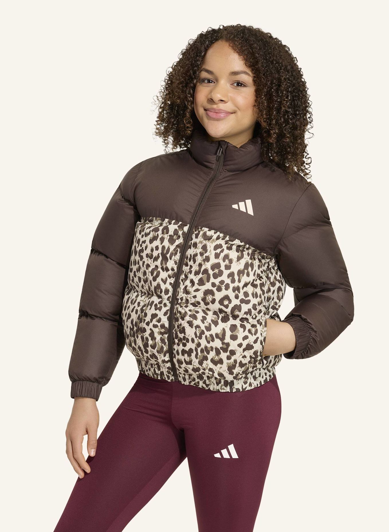 adidas KUNSTDAUNENJACKE, ALLOVER-PRINT: BRAUN/ BEIGE