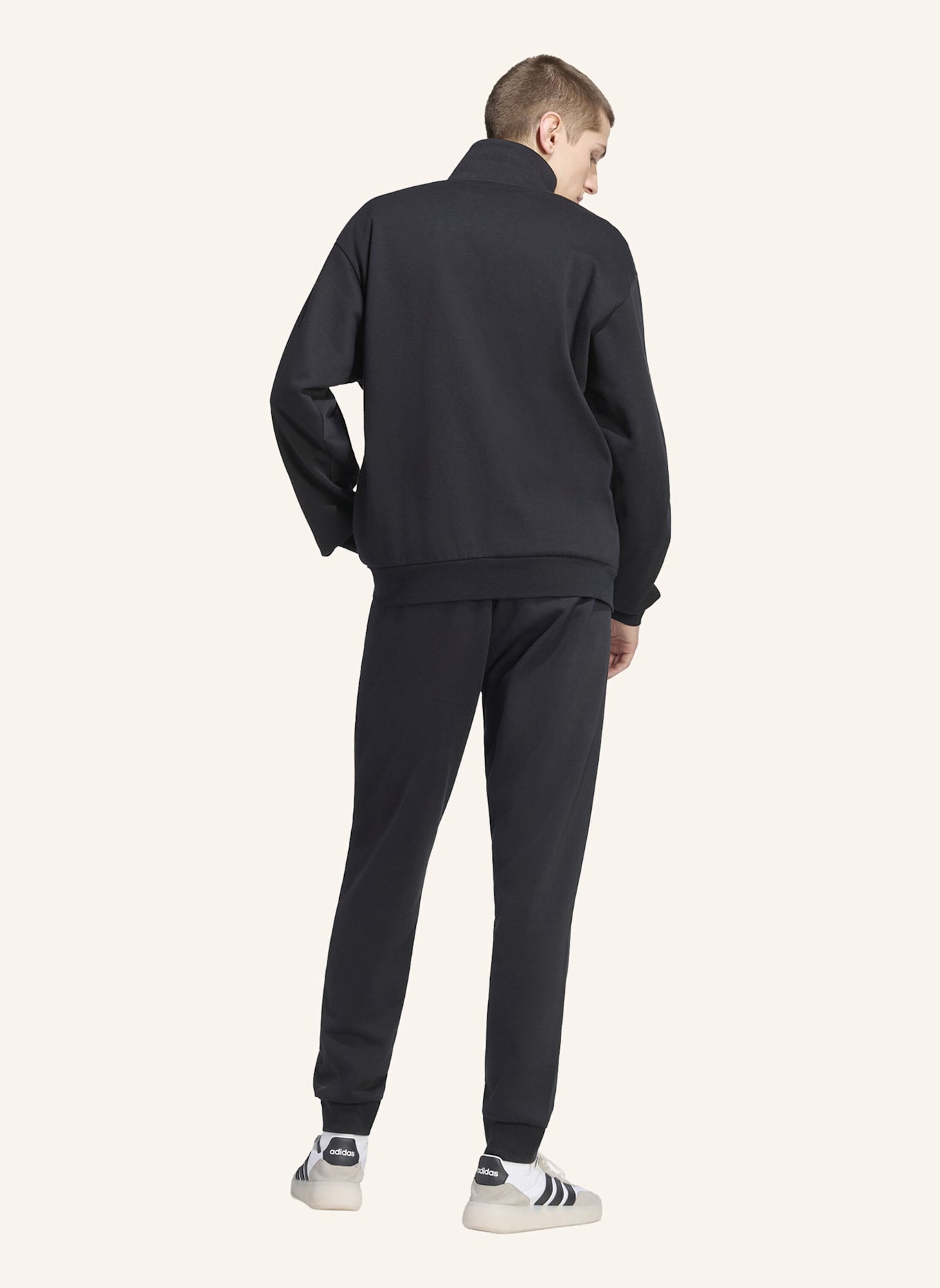adidas 3-STREIFEN FLEECE TRAININGSANZUG: SCHWARZ/ WEISS